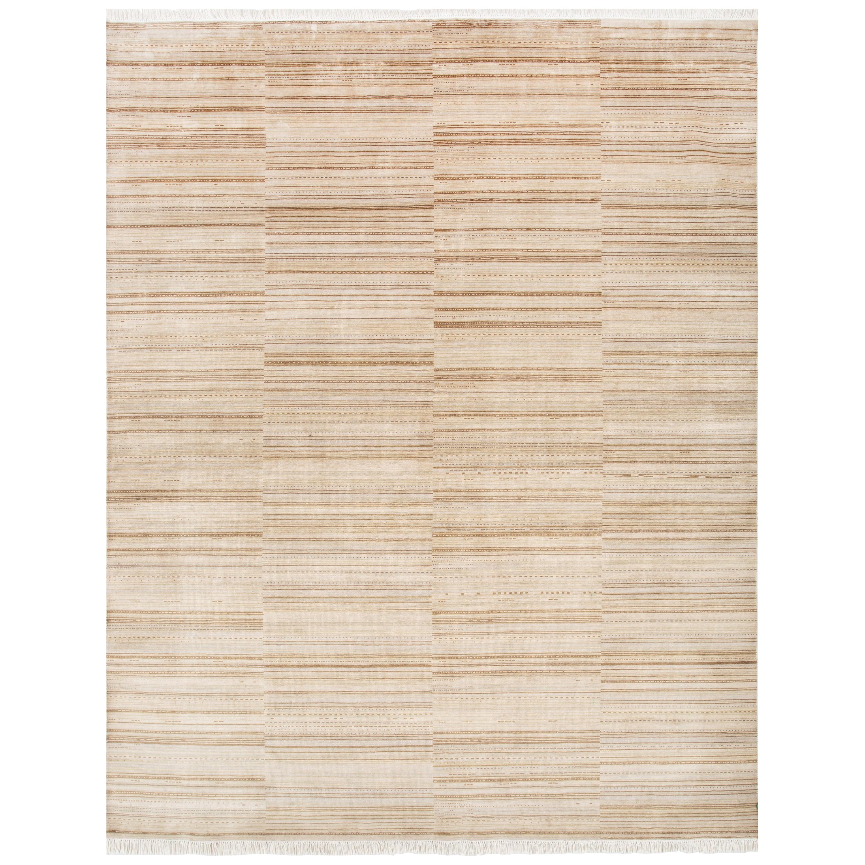 Coastal Serenity White Sand & Sand 240x300 cm Handknotted Rug For Sale