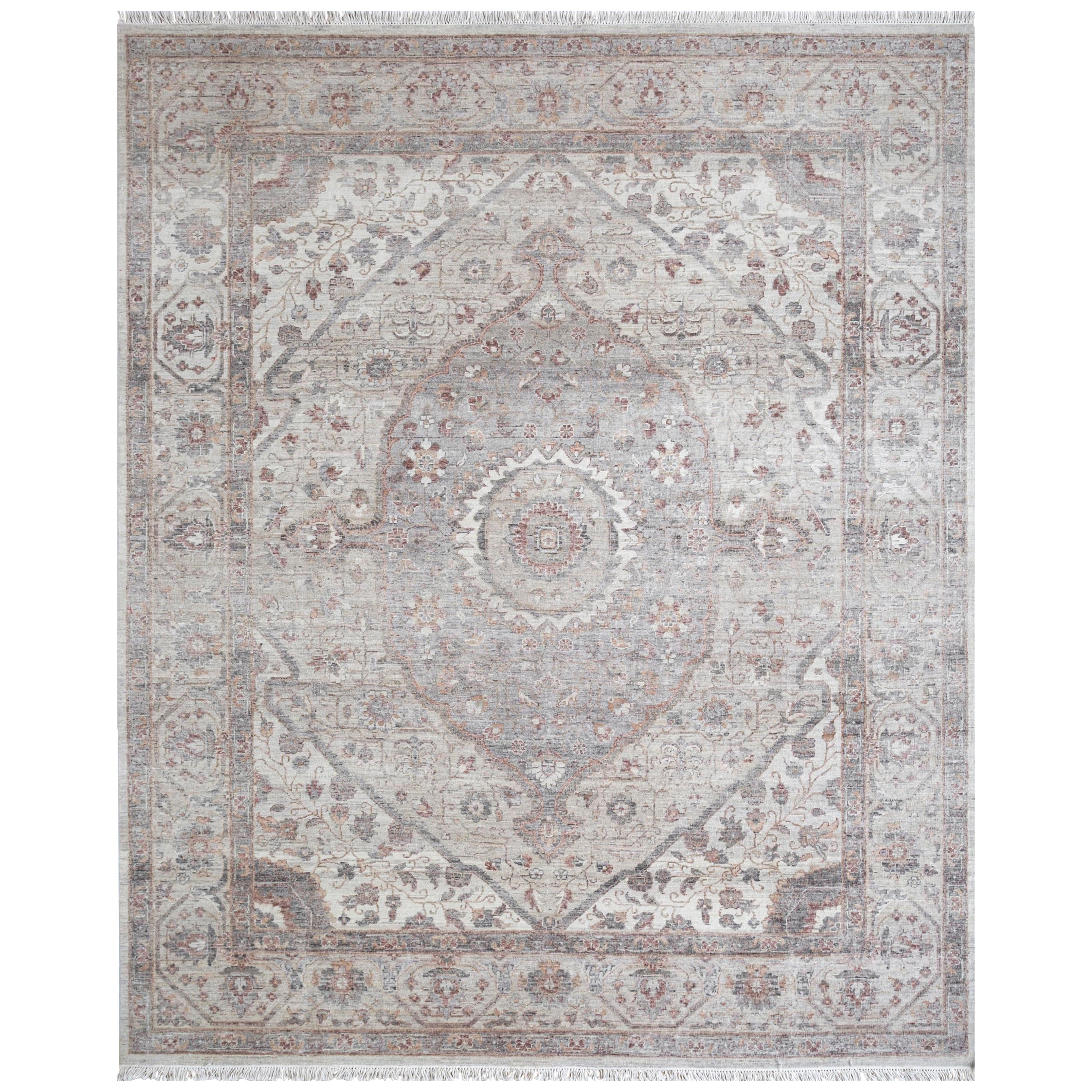 Vintage Whimsy Medium Taupe & Dark Ivory 300X420 cm Handknotted Rug For Sale