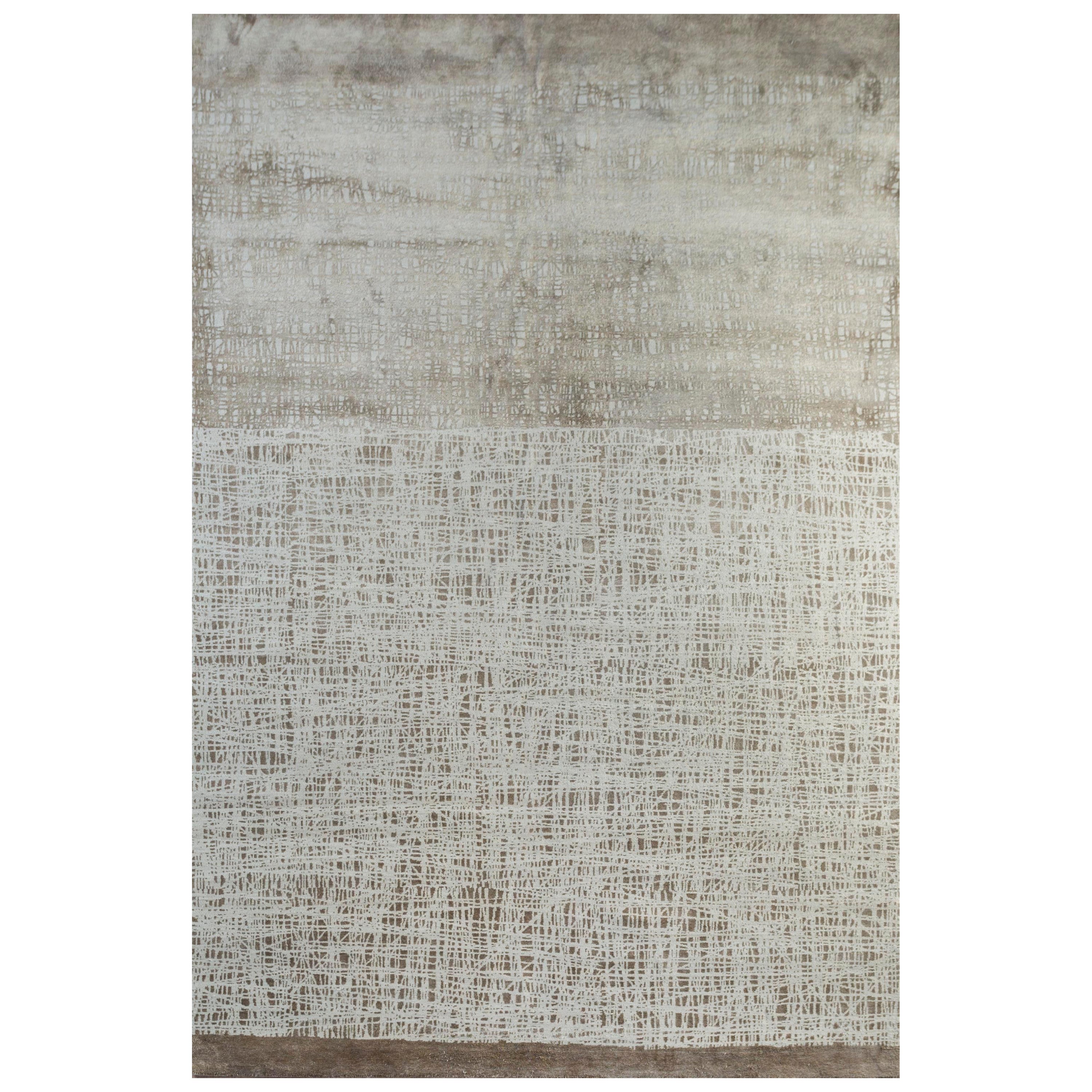 Earthy Trellis Antiker weißer & natürlicher Beige 240x300 cm handgeknüpfter Teppich in Erdtönen