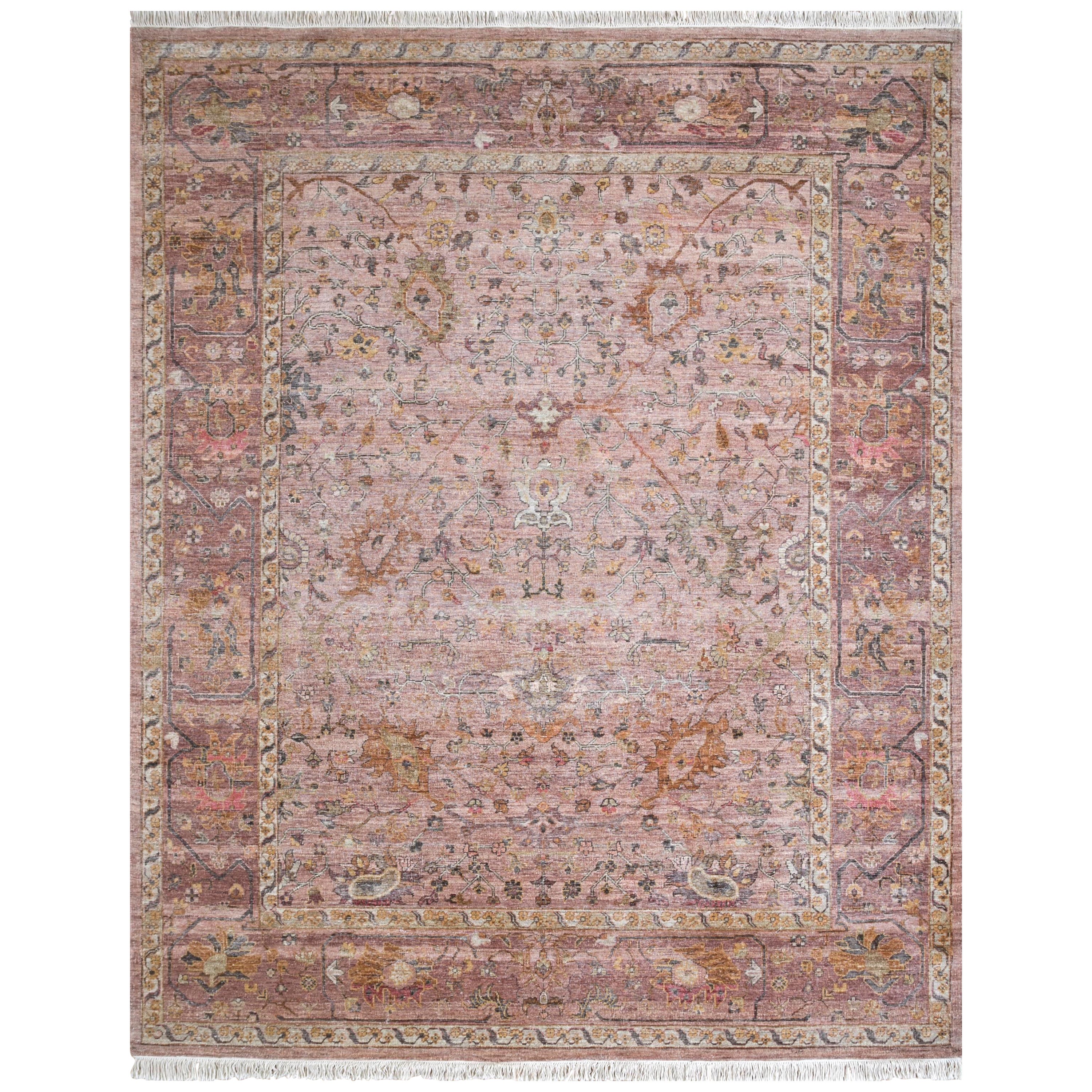 Whimsical Evolution Soft Coral & Shell Pink 240X300 Cm Handknotted Rug For Sale