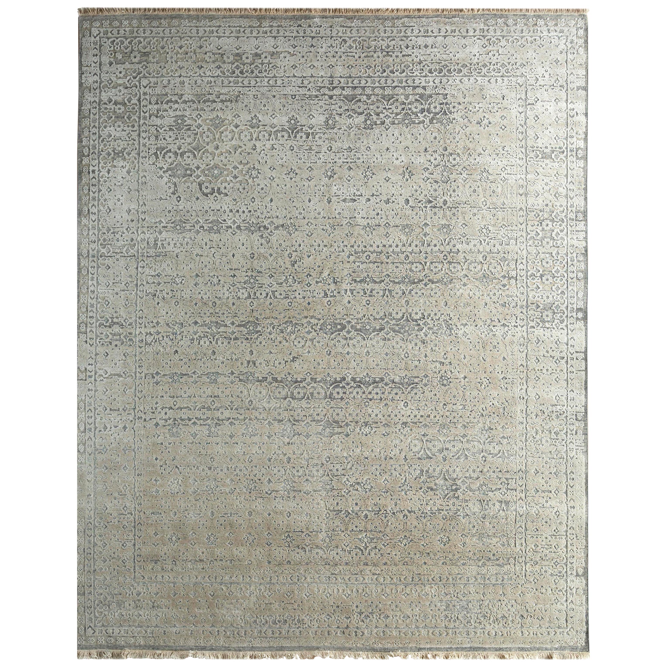Serene Meadow Flax Charcoal Slate 180X270 cm Handknotted Rug For Sale