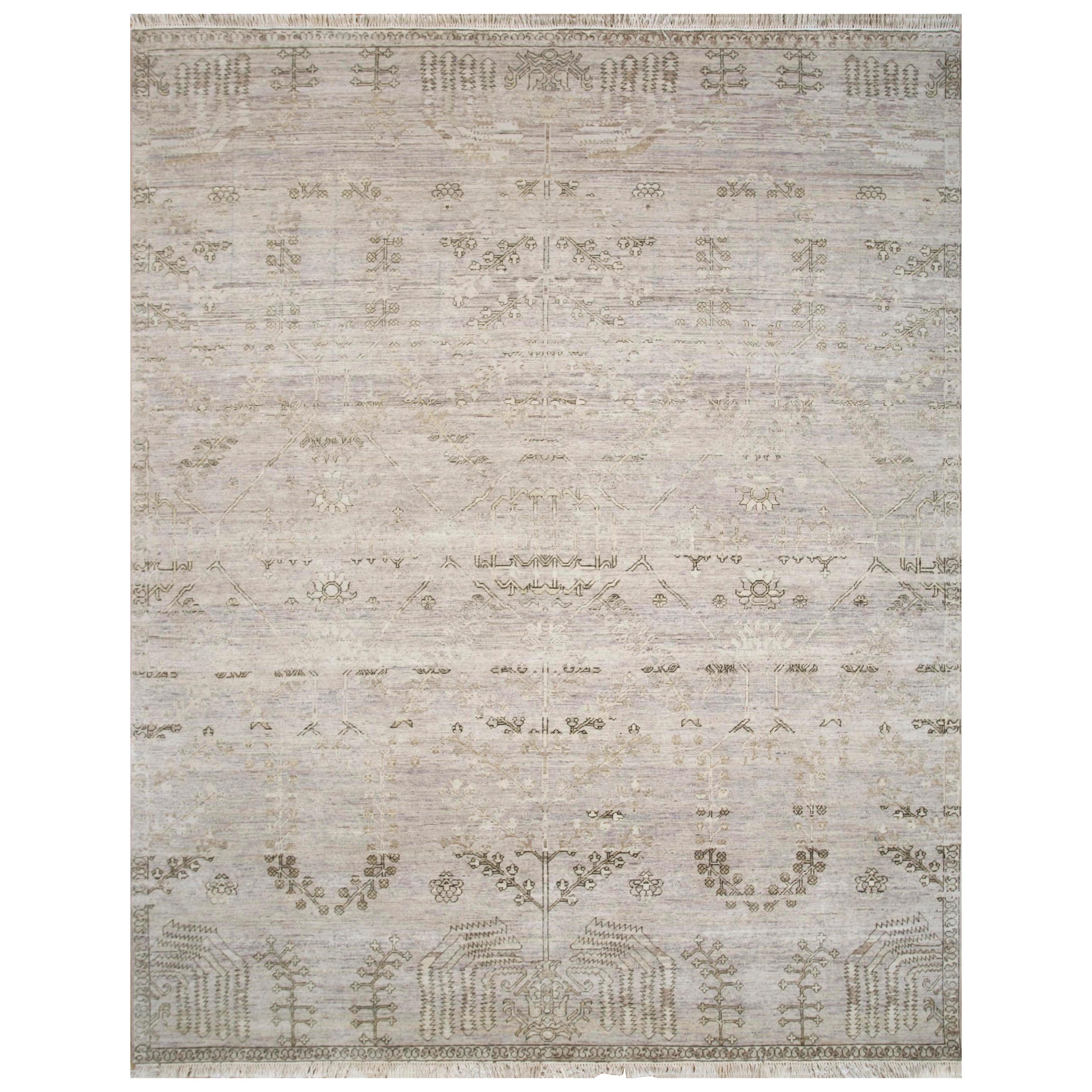 Tranquil Traditions Dark Ivory & White 240x300 Cm Handknotted Rug For Sale