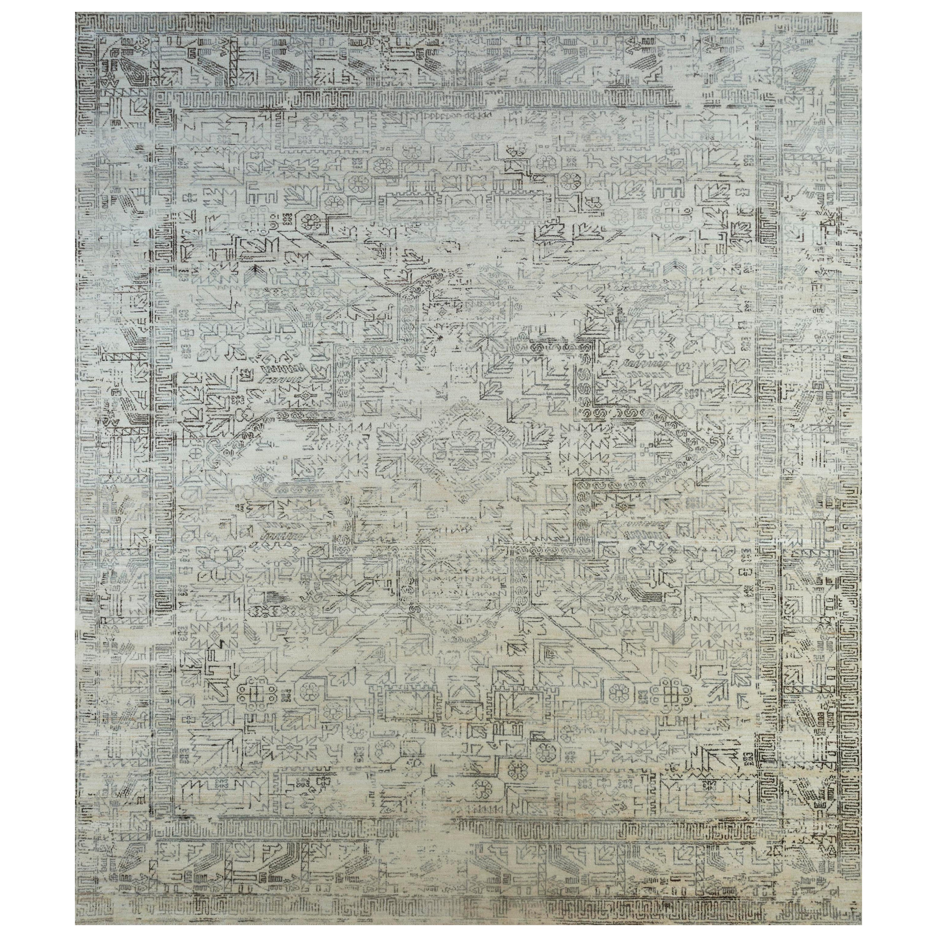 Natural Impressions Natural White & Natural Gray 240X300 cm Handknotted Rug For Sale