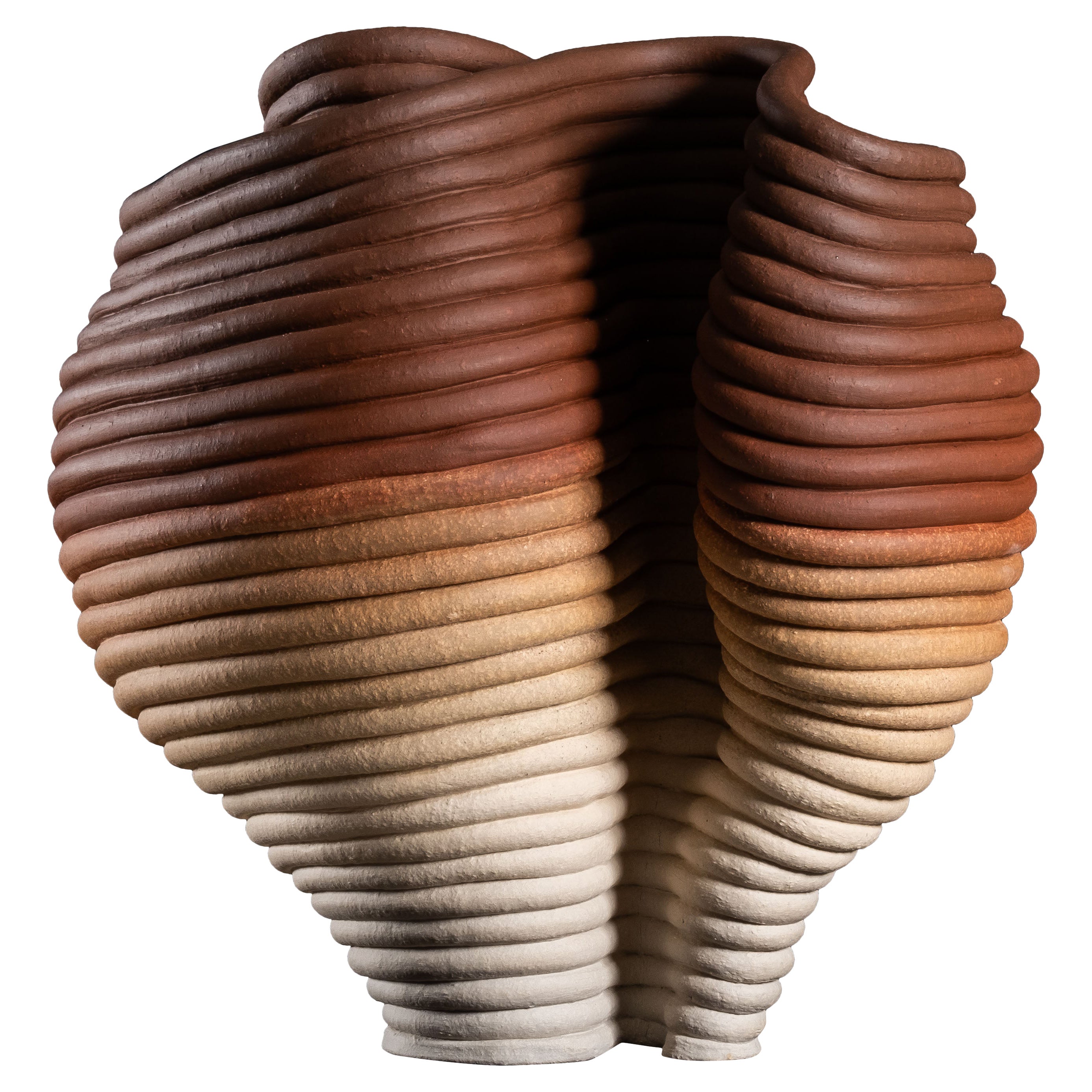 Vase contemporain en grès avec une transition de couleur naturelle #17 en vente