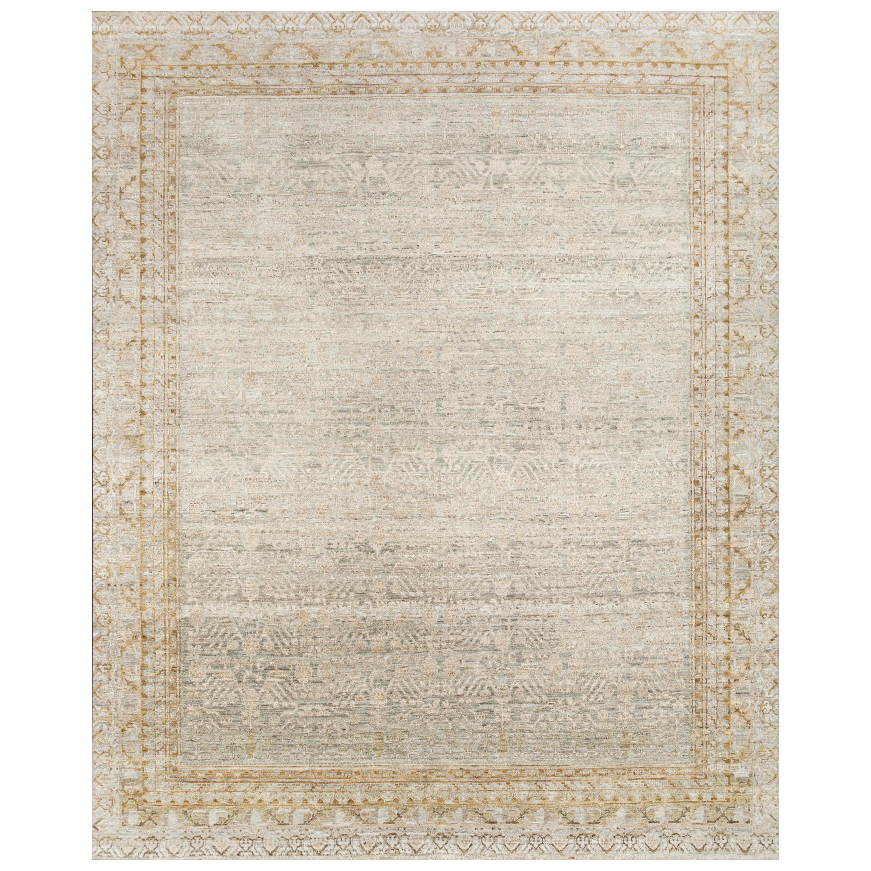 Lustrous Haven Sage Green & Medium Gold 180X270 cm Handknotted Rug For Sale