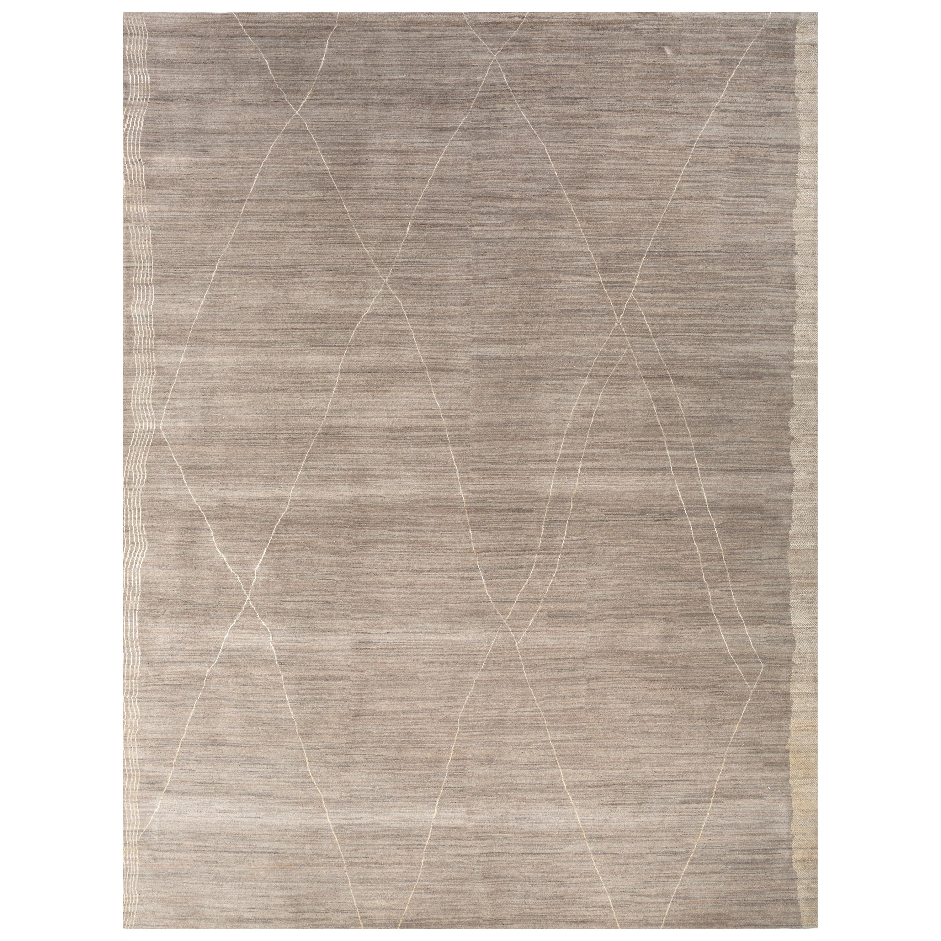 Handgeknüpfter Teppich im Nomadic Nouveau-Stil in Naturgrau und natürlichem Weiß 240X300 cm im Angebot