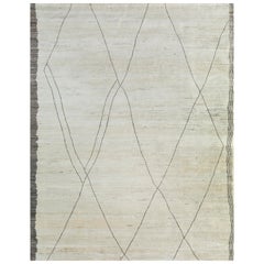 Tapis marocain noué à la main, blanc naturel et Espresso profond 300X420 cm