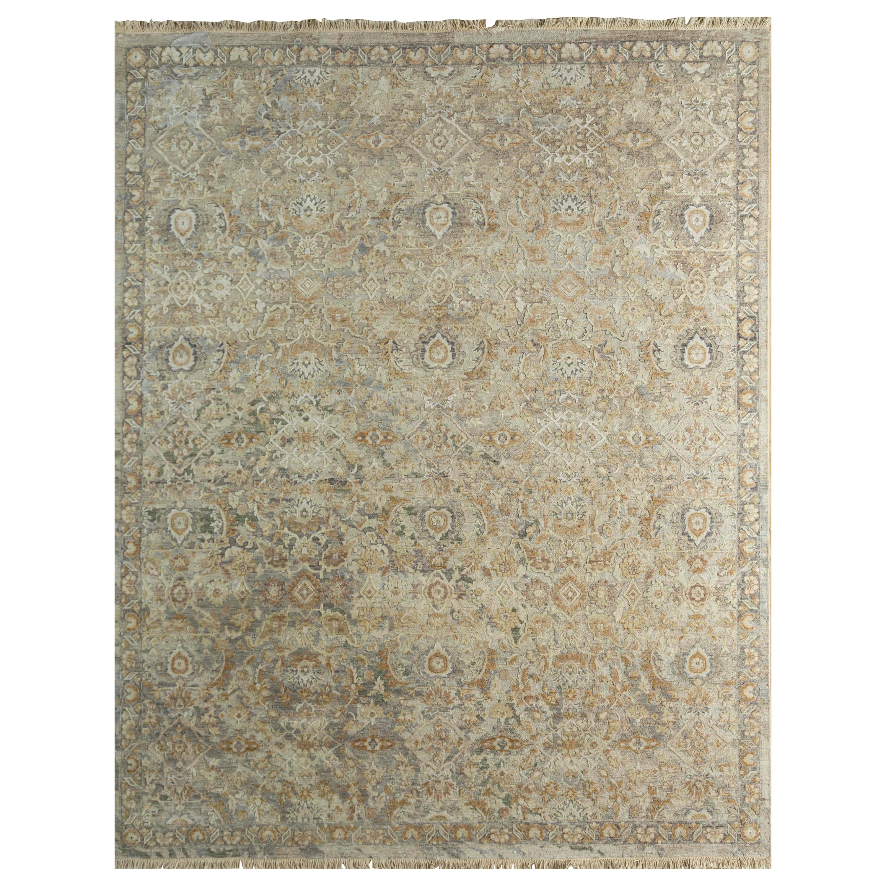 Celestial Harmony Cloud White Medium Gray 180x270 cm Hand-Knotted Rug For Sale