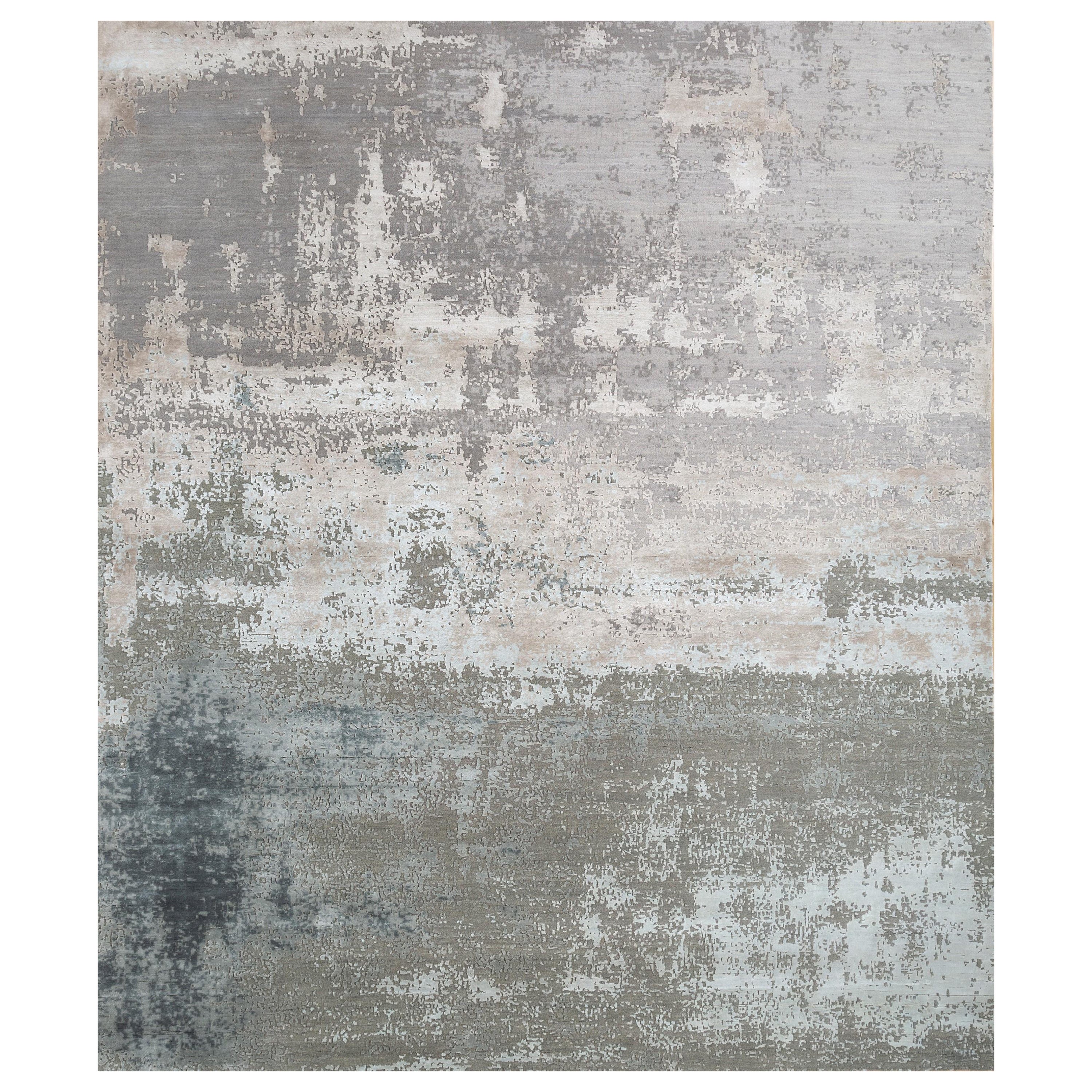 Ethereal Glow Classic Gray & Ice Blue 200X300 cm Handknotted Rug For Sale