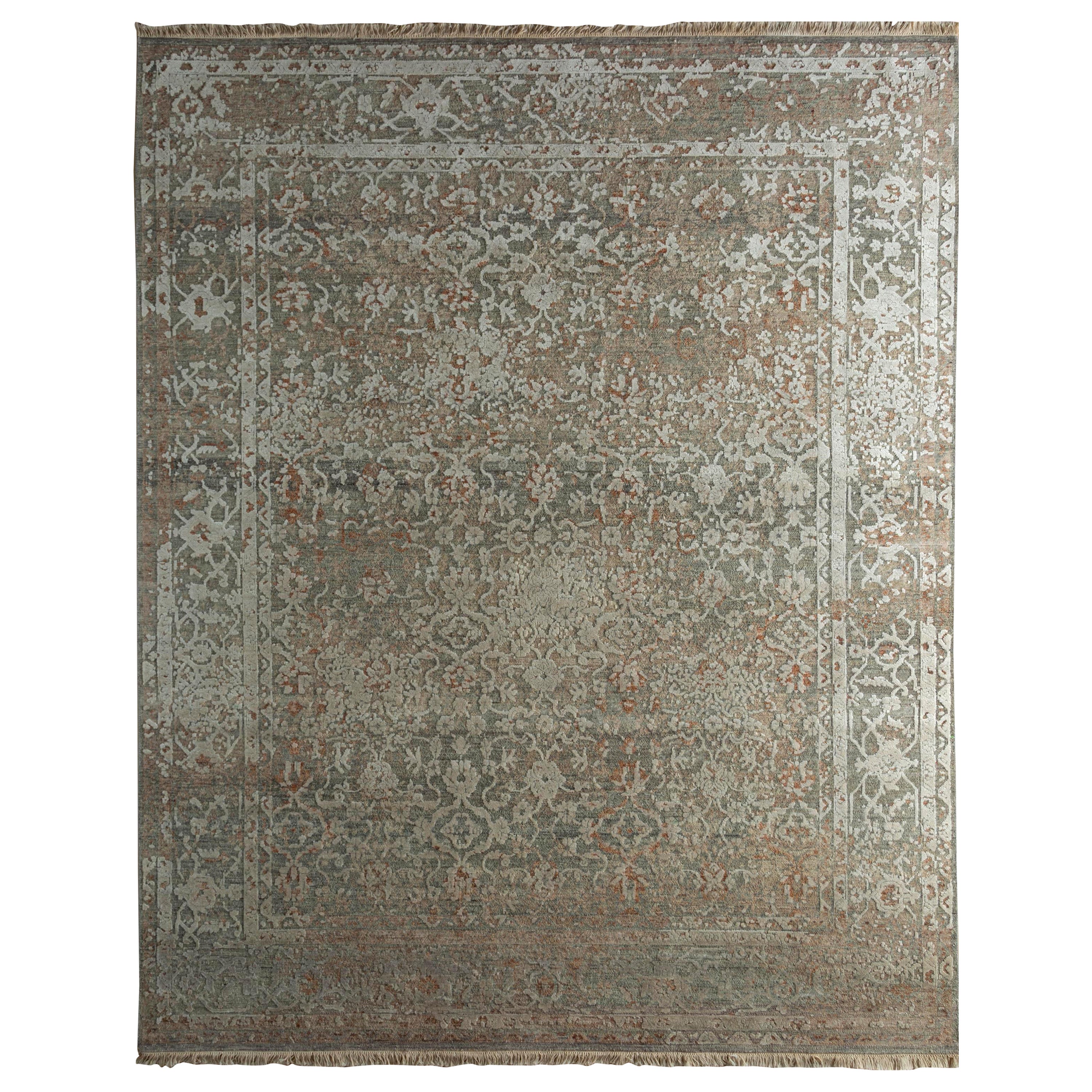 Ethereal Elegance Medium Taupe & Flax 240X300 Cm Handknotted Rug For Sale