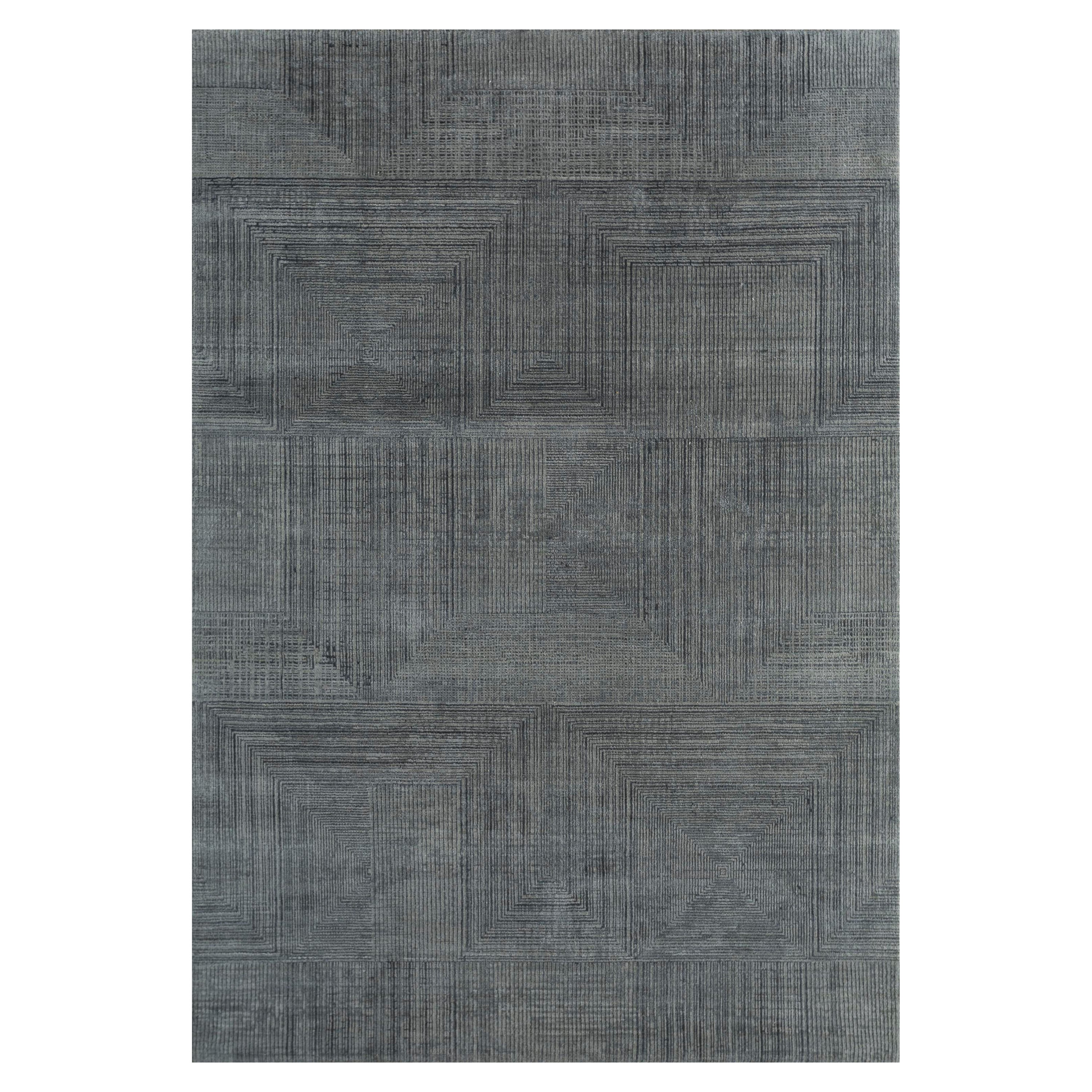 Tapis gris moyen 200x300 cm noué à la main Urban Shadows en vente