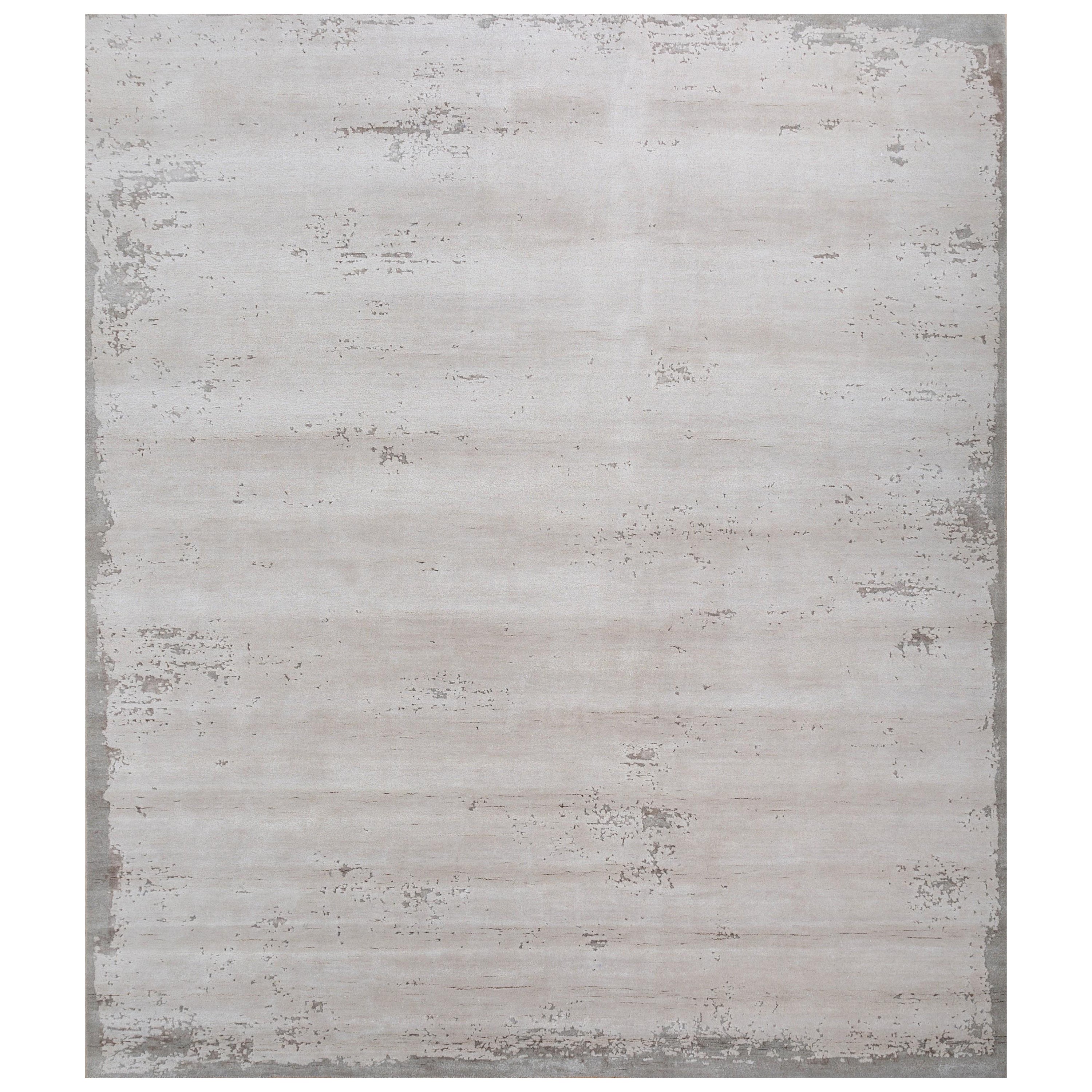 Monochrome Dreams White & Classic Gray 180x270 cm Hand-Knotted Rug For Sale