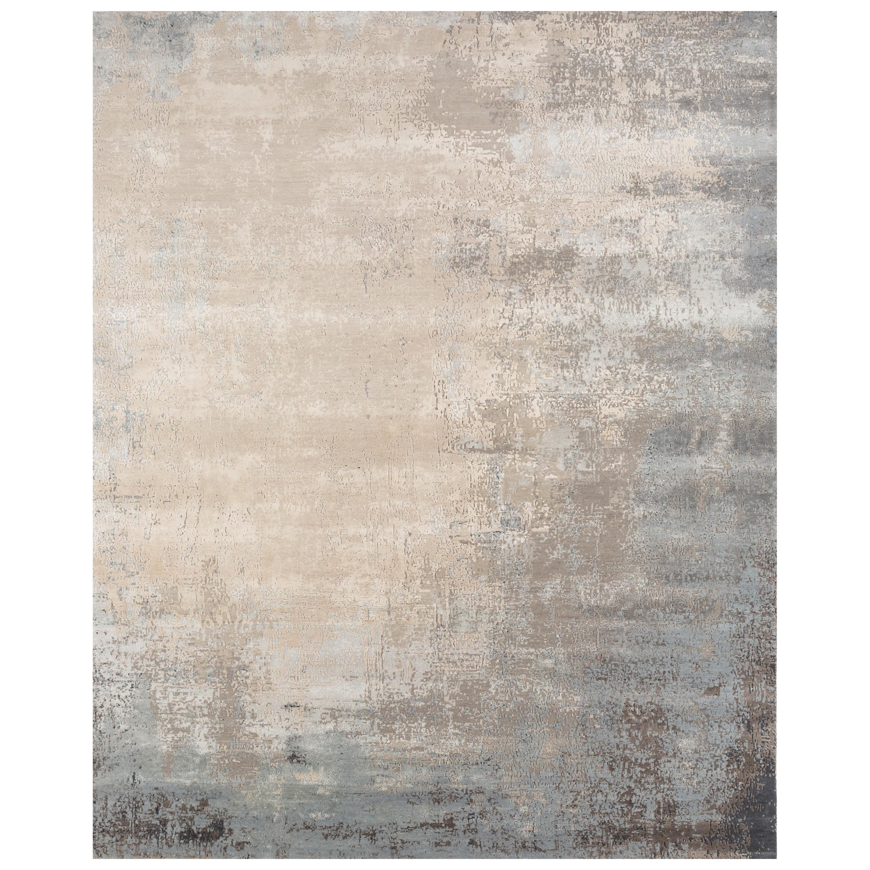 Prism Reverie Ivory & Skyline Blue 240X300 Handknotted Rug For Sale