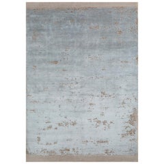 Tapis noué à la main 180X270 cm, ciel azur des Caraïbes et blanc antique réfléchissant