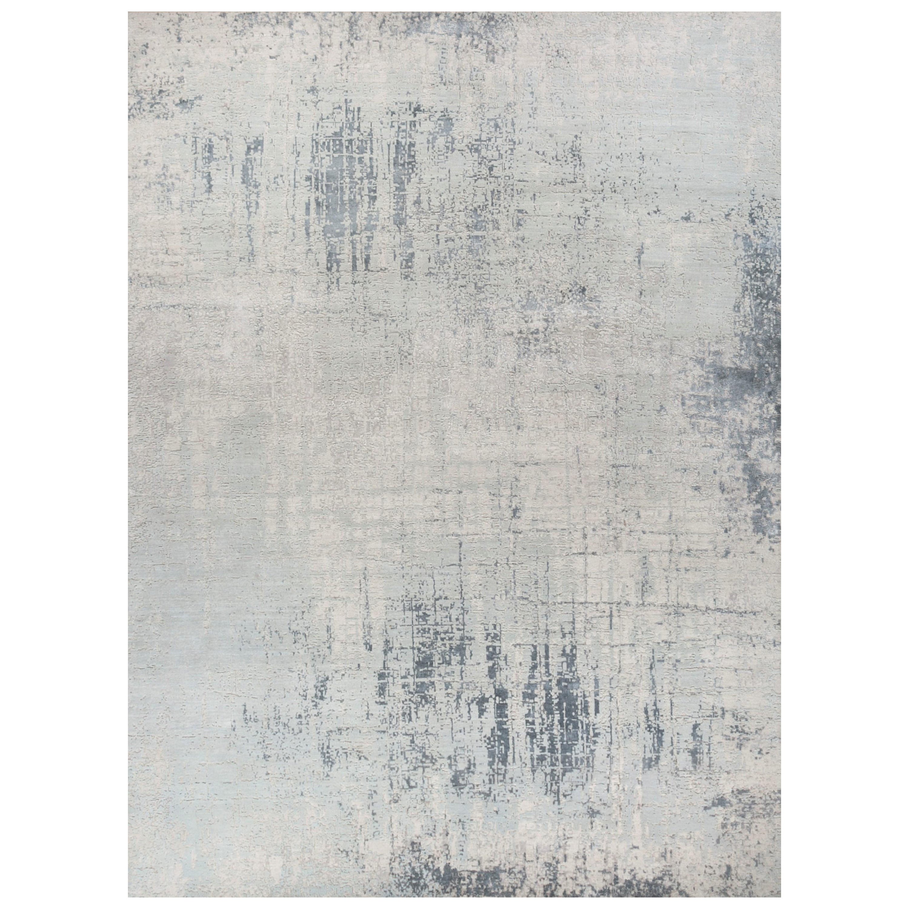 Whispers of Serenity Antikes Weißes Pastellblau 300X390 cm Handgeknüpfter Teppich im Angebot