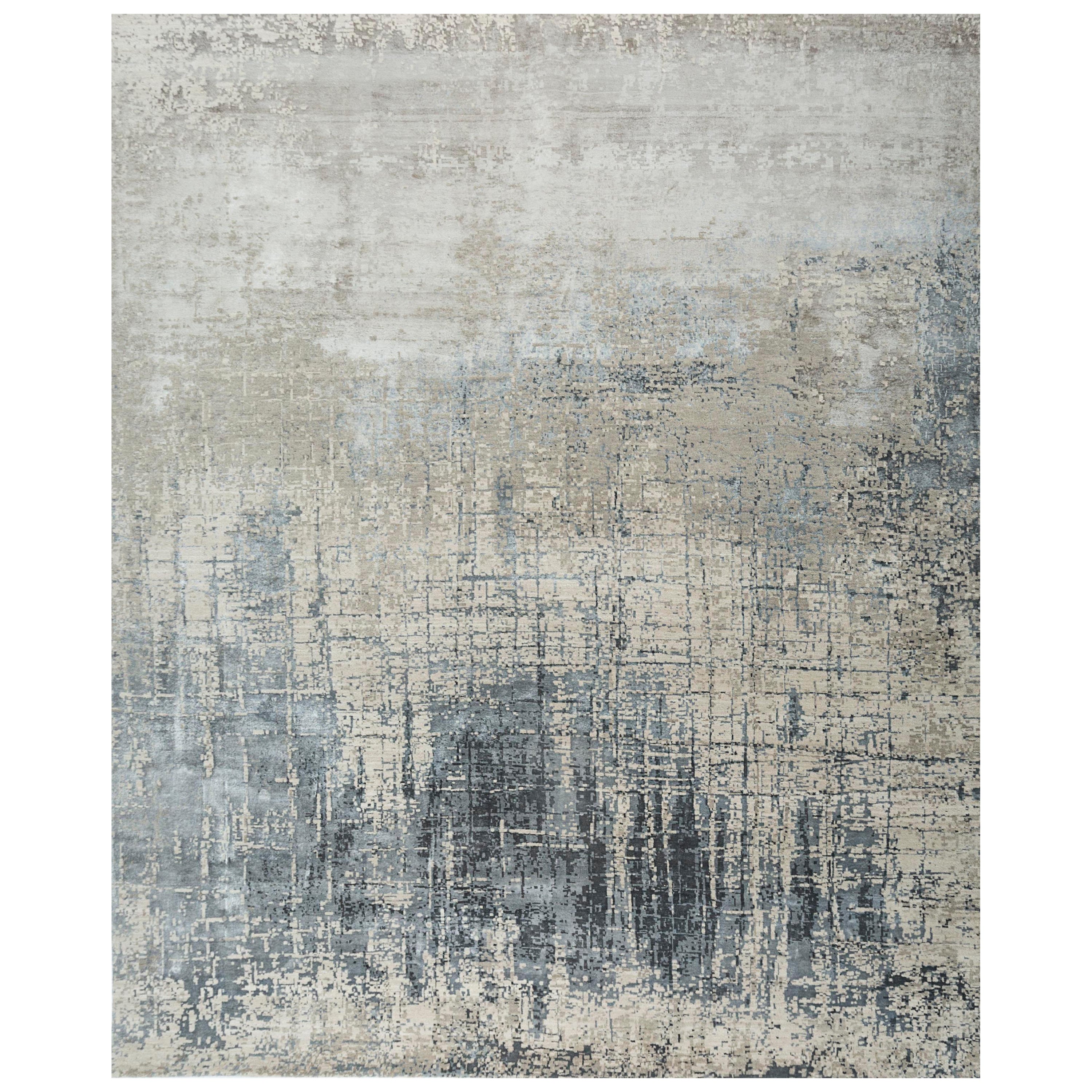 Pastel Twilight Symphony Classic Gray 195X295 cm Hand-Knotted Rug For Sale