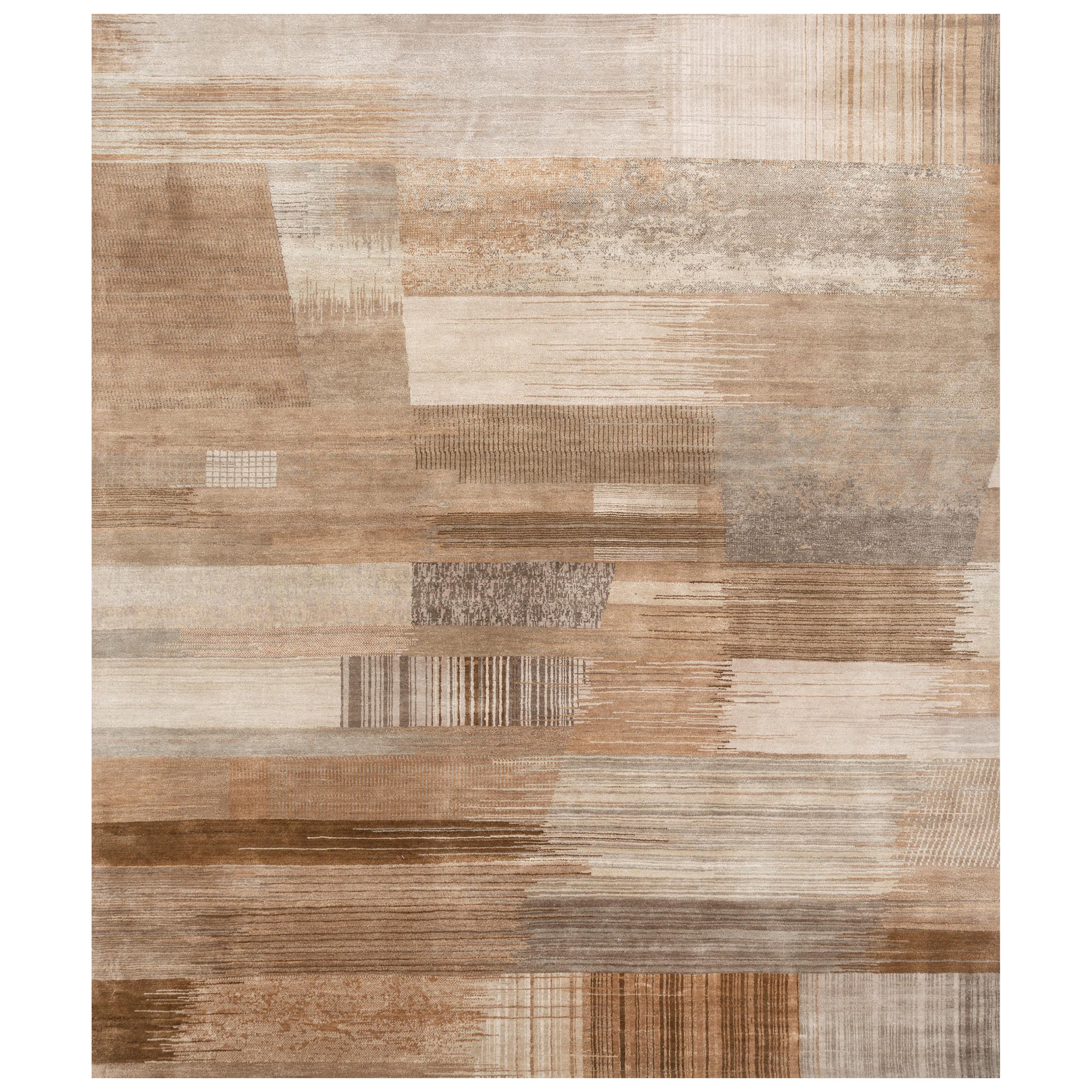 Harmonic Contrast Ivory & Blackberry 240x300 Cm Handknotted rug For Sale
