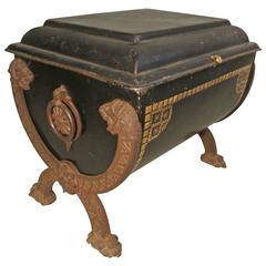 Unusual English Antique Painted Coal Scuttle from the 19th Century