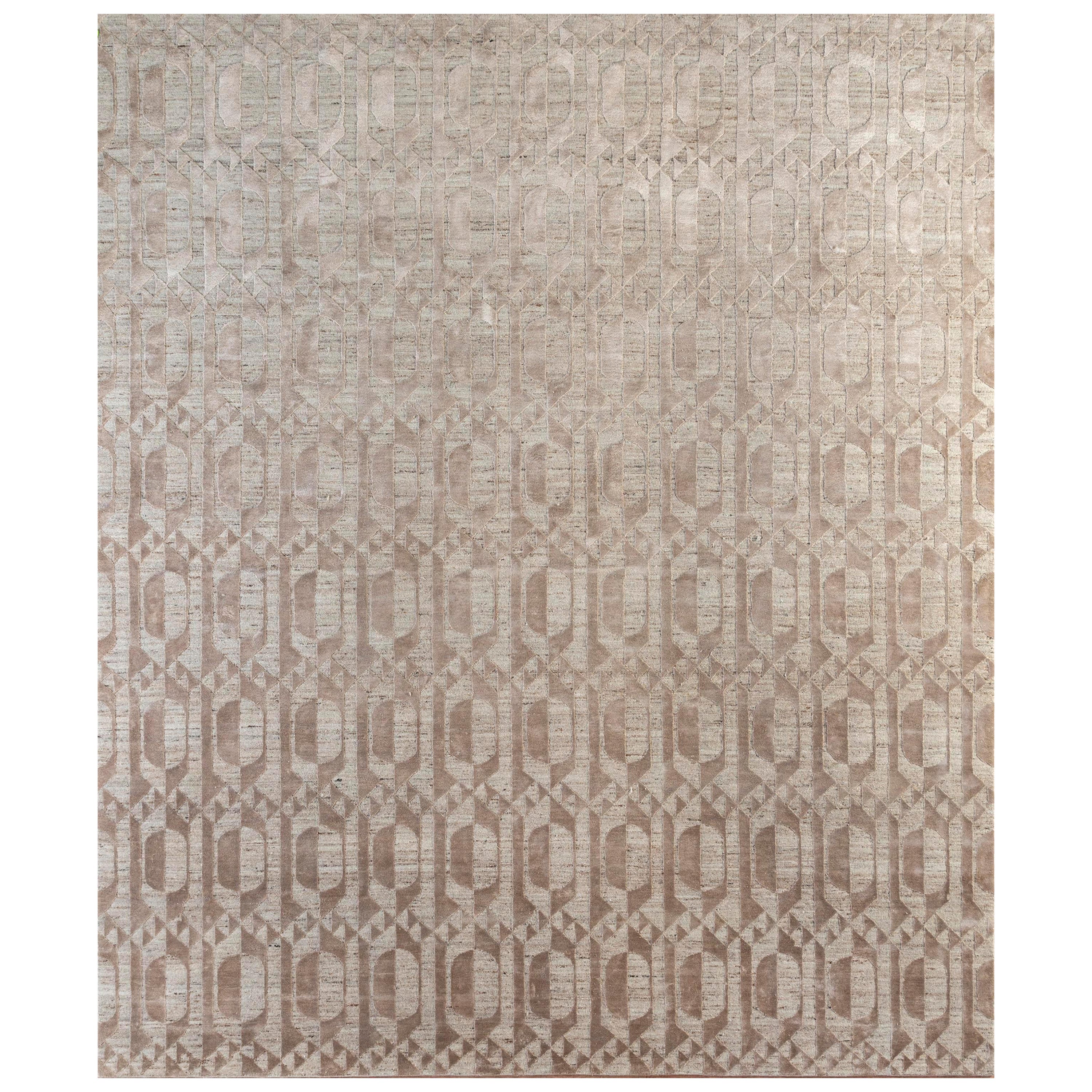 Mystic Labyrinth Warm Sesame & Natural Beige 240X300 cm Handknotted Rug For Sale