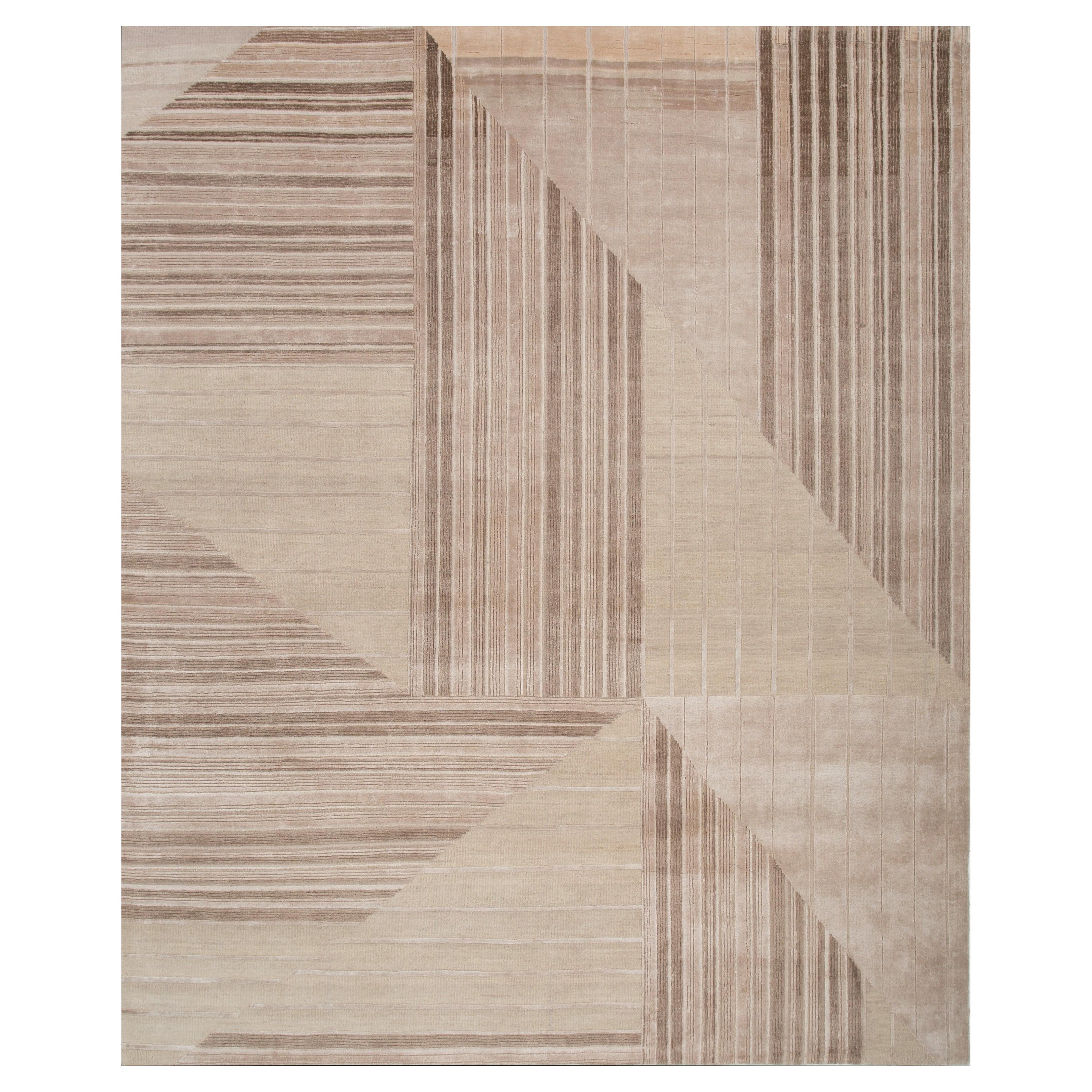 Muted Splendor Antique White & light Coffee 240x300 Cm Handknotted Rug For Sale