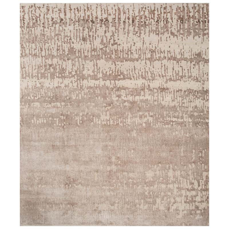 Echoing Abstract Ivory and White Sand 240x300 cm Handknotted Rug For ...