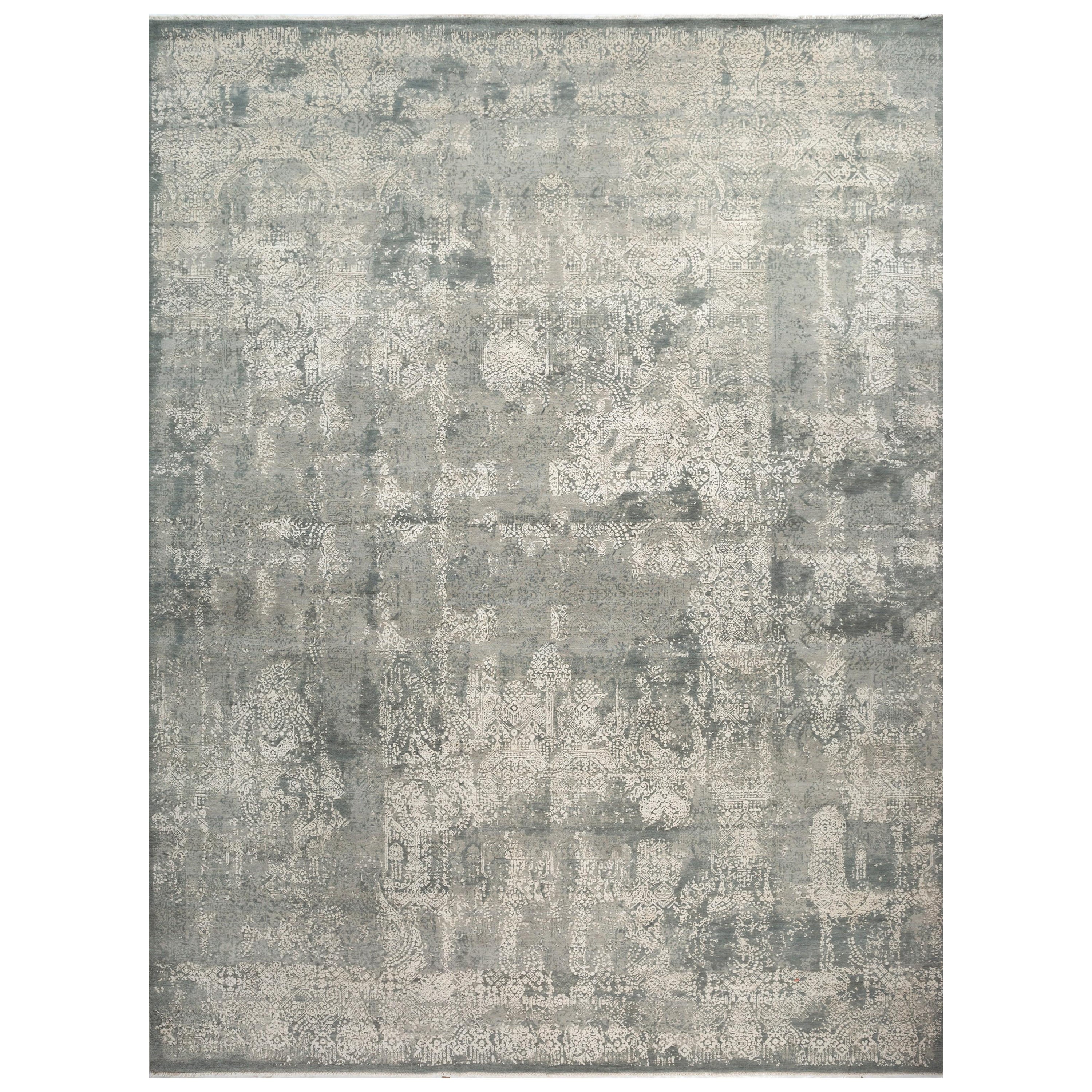 Regal Verdancy Forest green & White 300X420 Cm Handknotted Rug For Sale