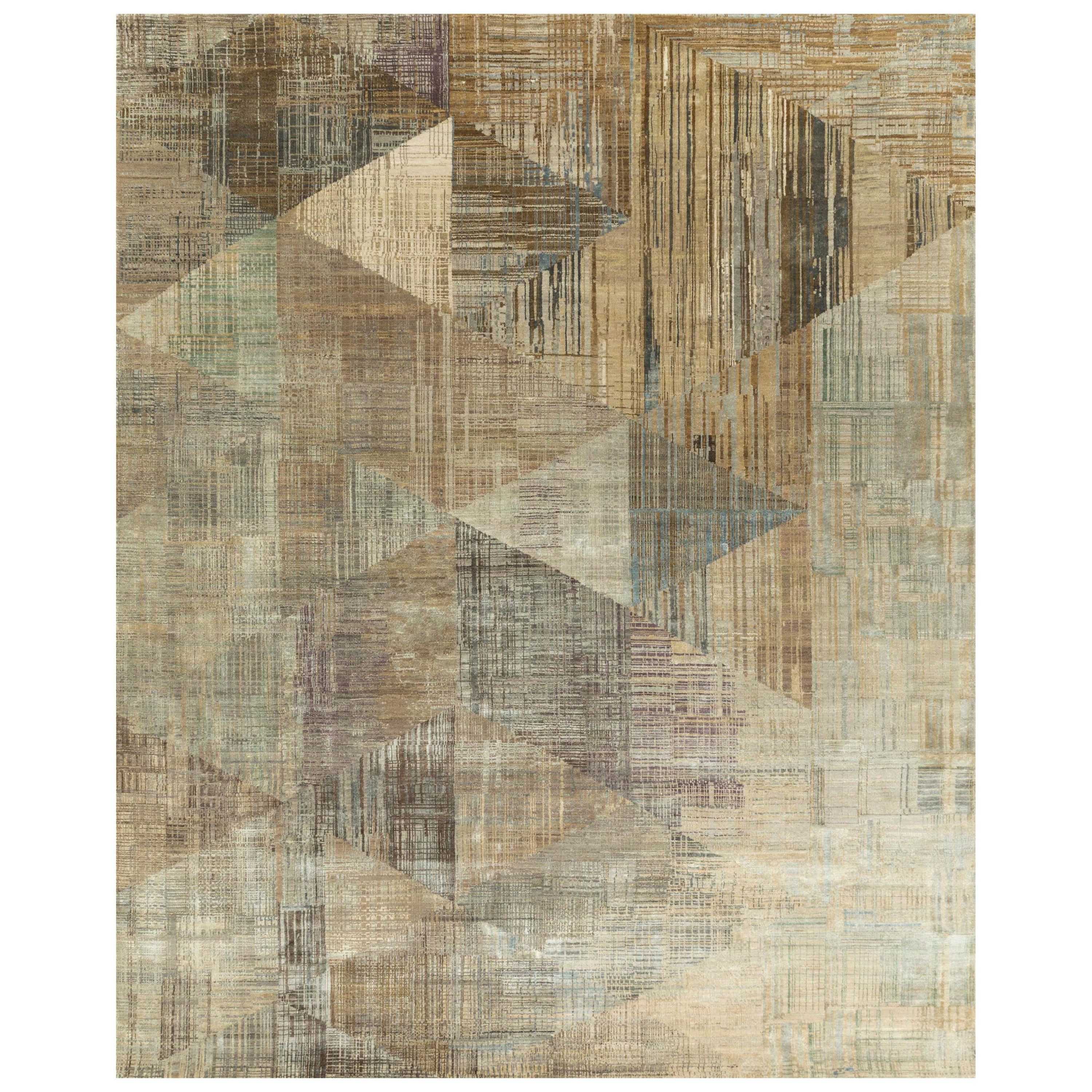 Slate Serenity Classic Gray Nickel 240X300 cm Handknotted Rug For Sale