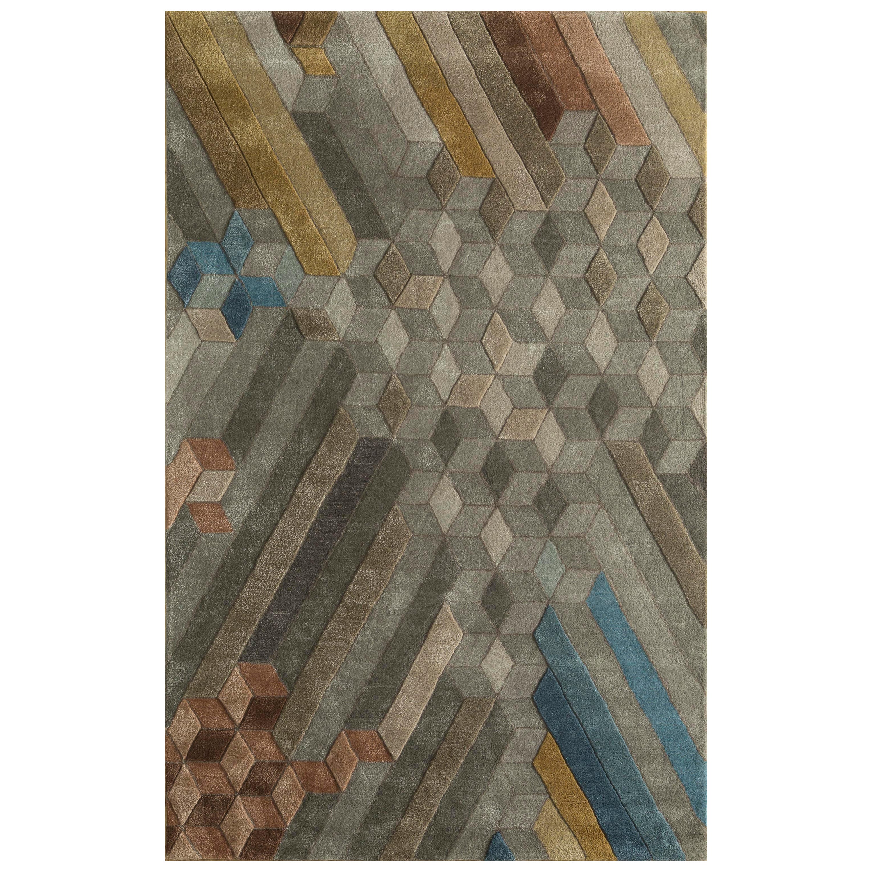 Cubist Charm Classic Grau Apricot 180x270 cm Handgetufteter Teppich