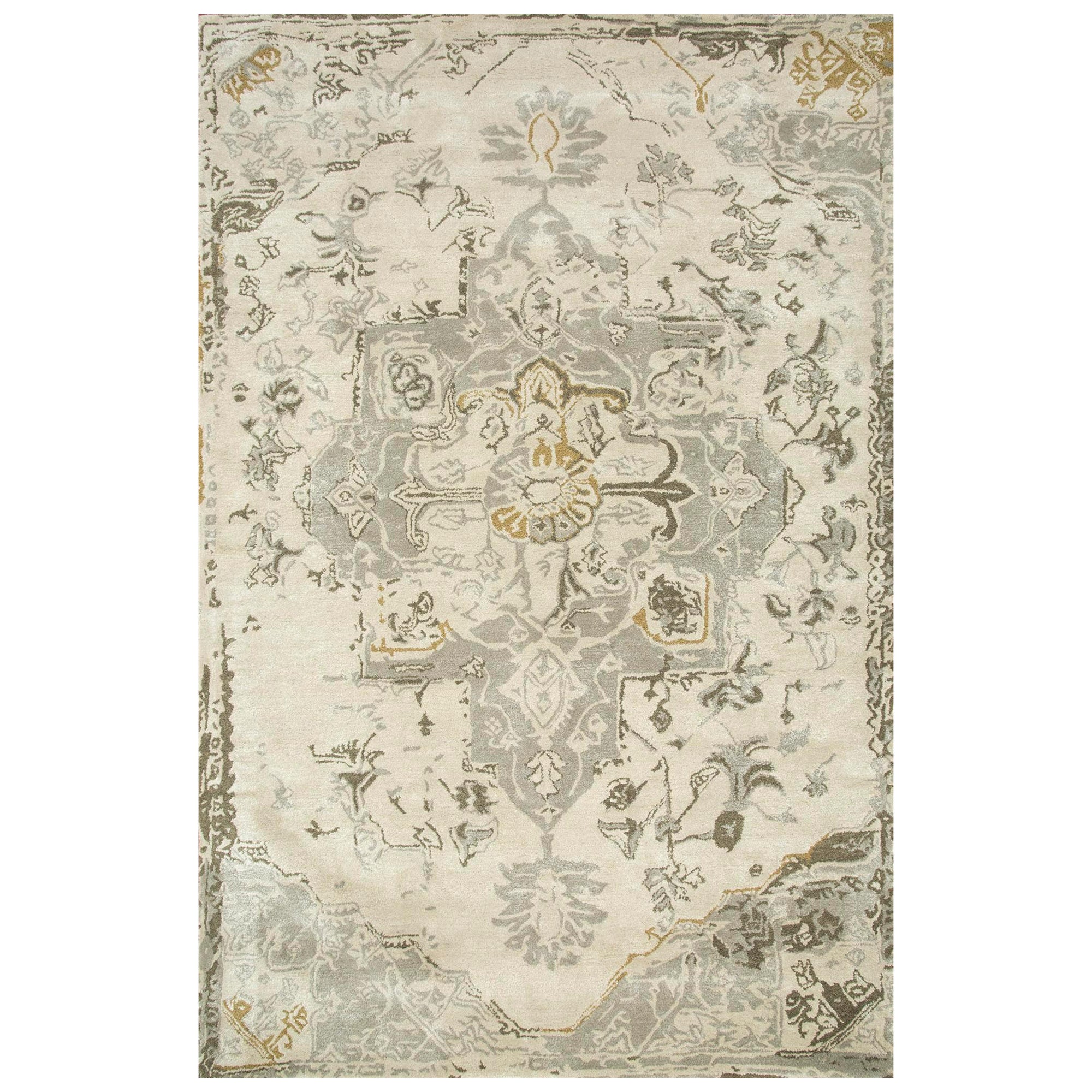 Nova Charm Antiker handgetufteter Teppich aus weißem Aschenholz 150x240 cm