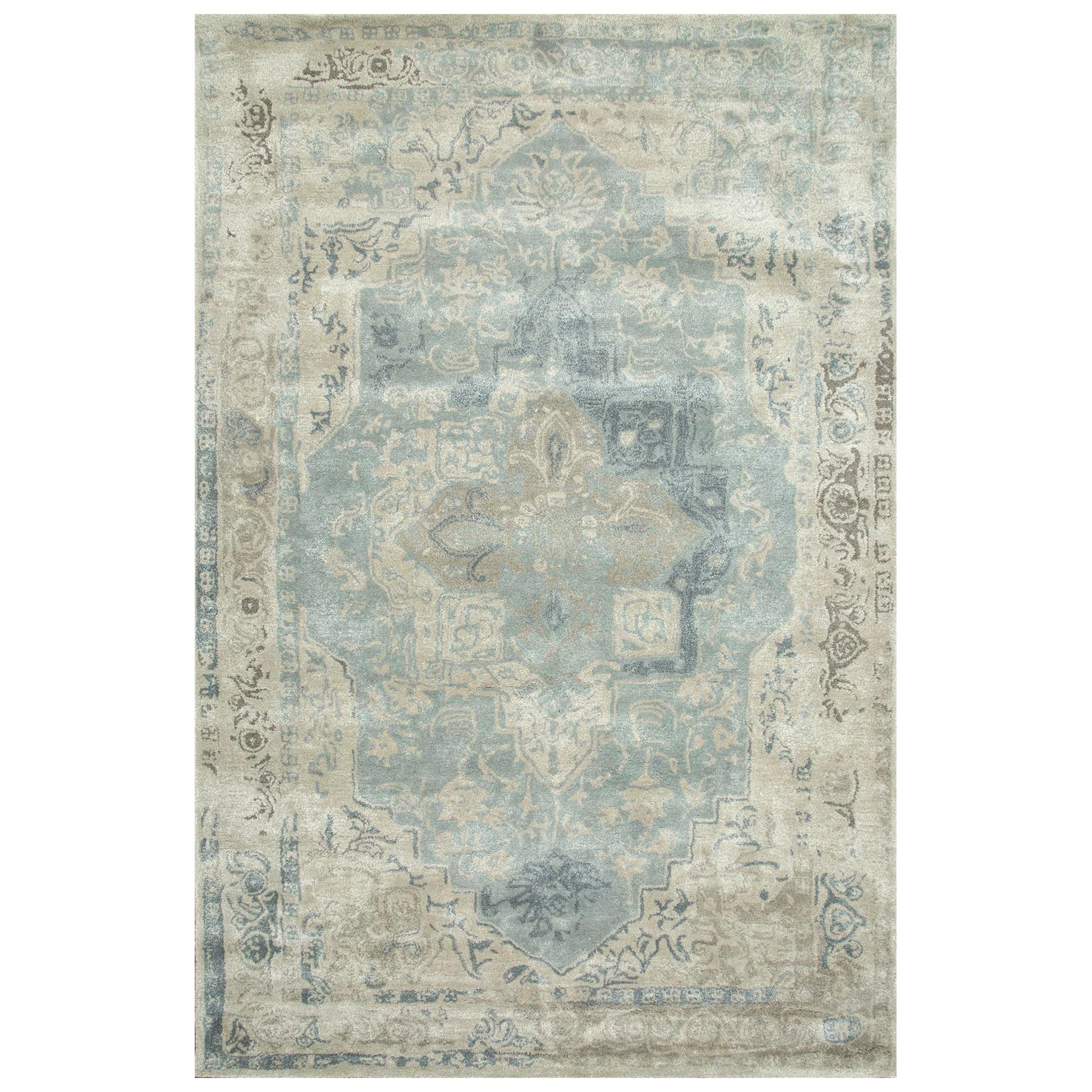 Pearly Arabesque Pearl Blue Classic Gray 240x300 cm Hand Tufted Rug For Sale