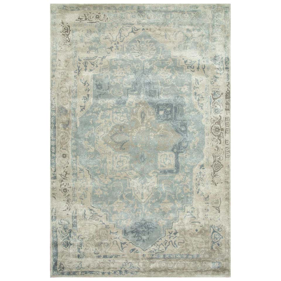 Azure Metropolis Classic Gray and Skyline Blue 240x300 cm Hand Knotted