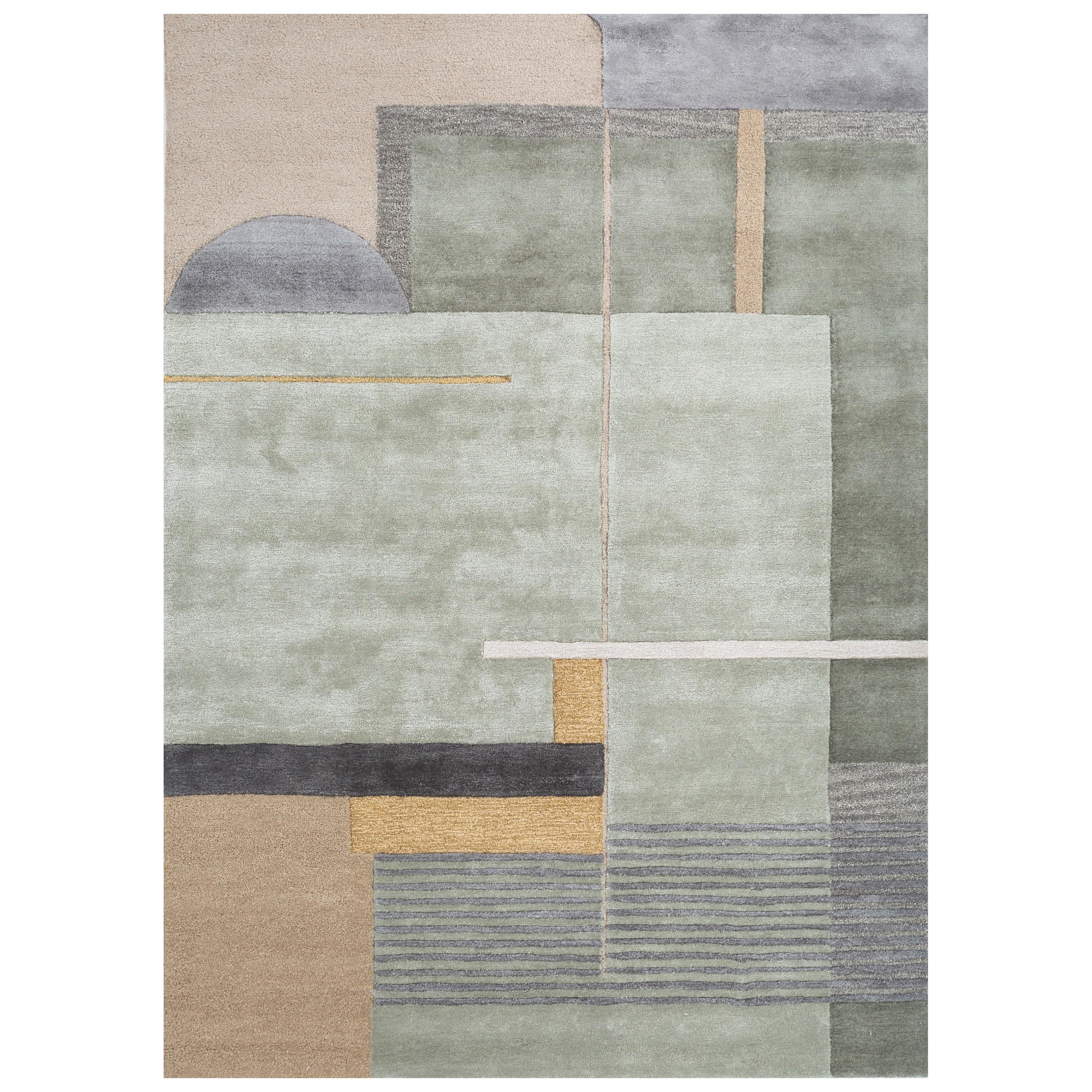 Prism Portico Soft Mint Medium Fawn 180x270 cm Hand Tufted Rug For Sale