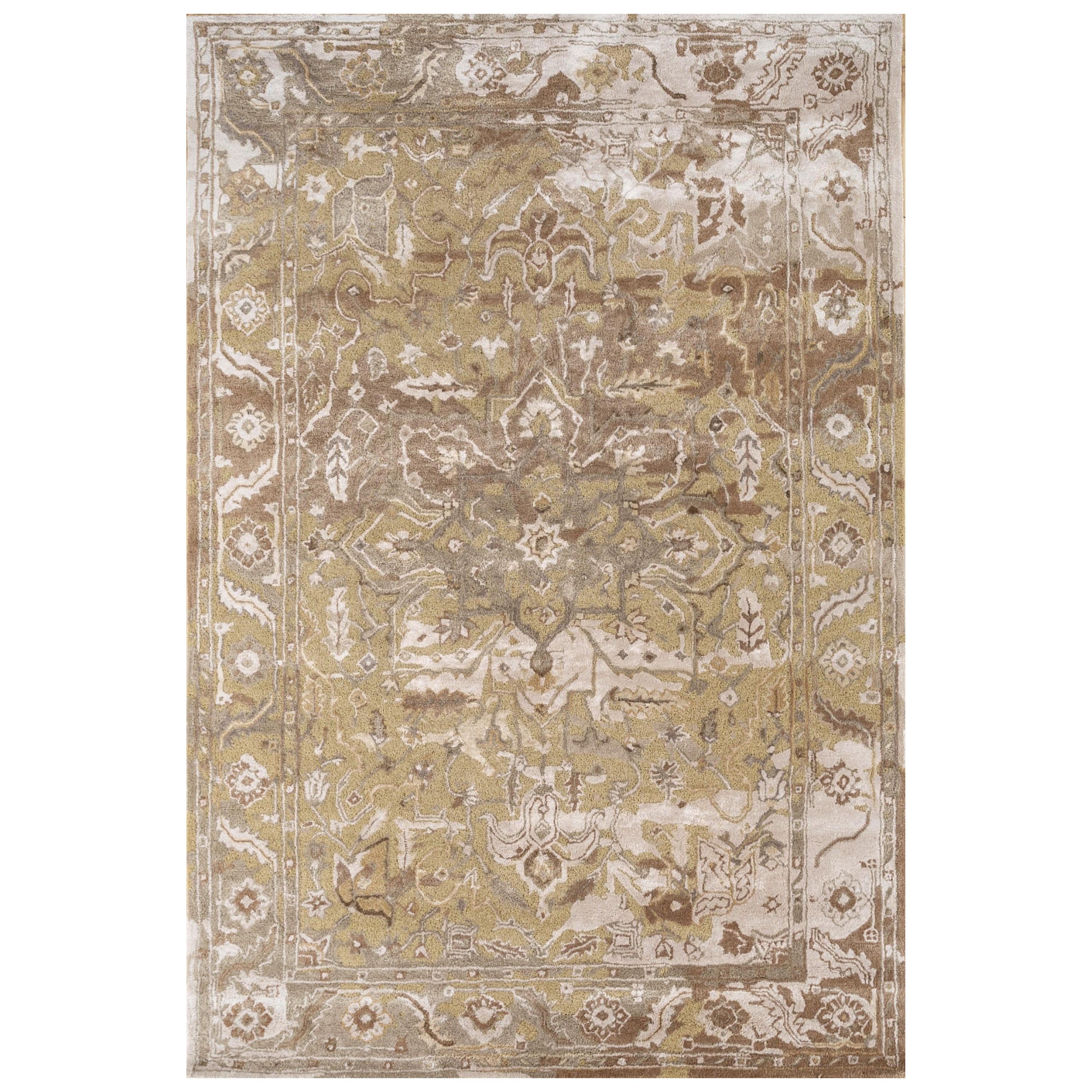Gleam Grove Antiker weißer handgetufteter Teppich aus weißer Ton 180x270 cm