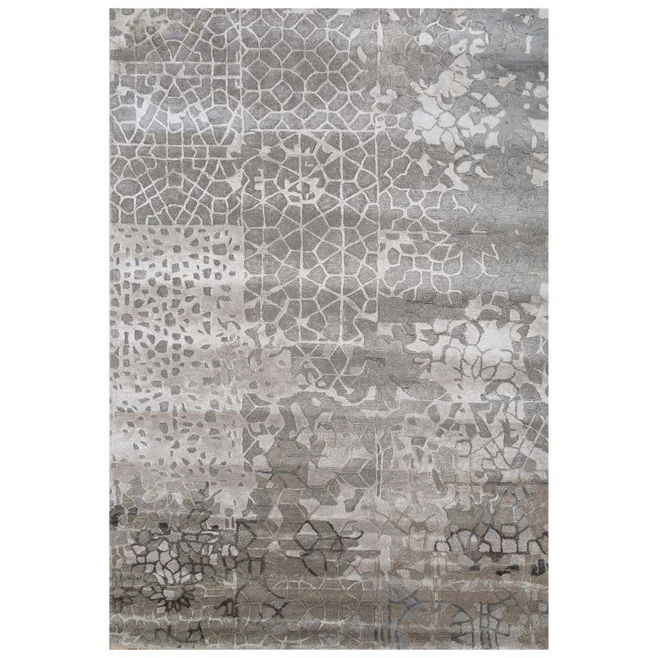 Silk Trellis Ashwood and Honey 180 Round cm Hand Knotted Rug For Sale ...