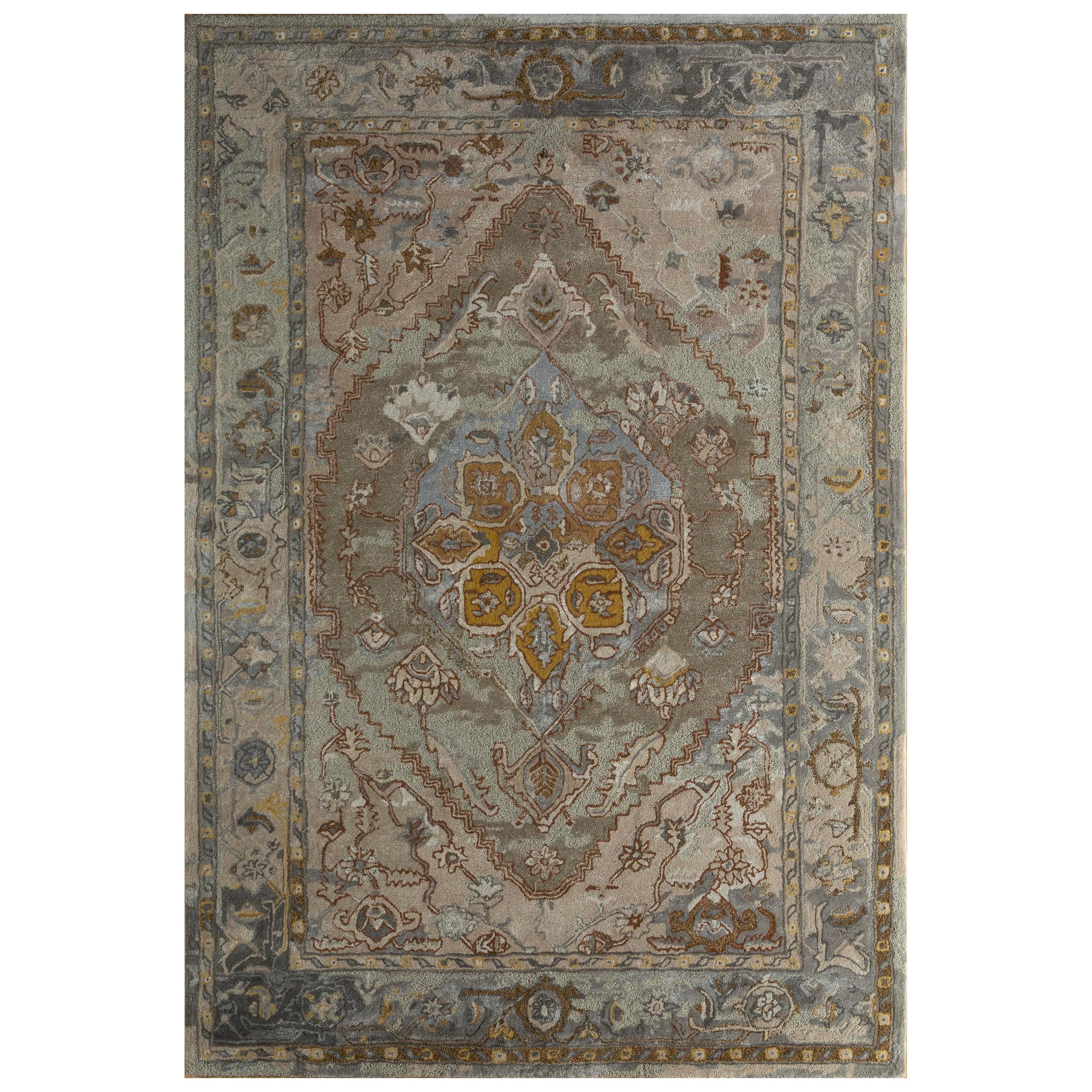Tanned Whirl Dark Taupe Medium Gray 240x300 cm Hand Tufted Rug For Sale