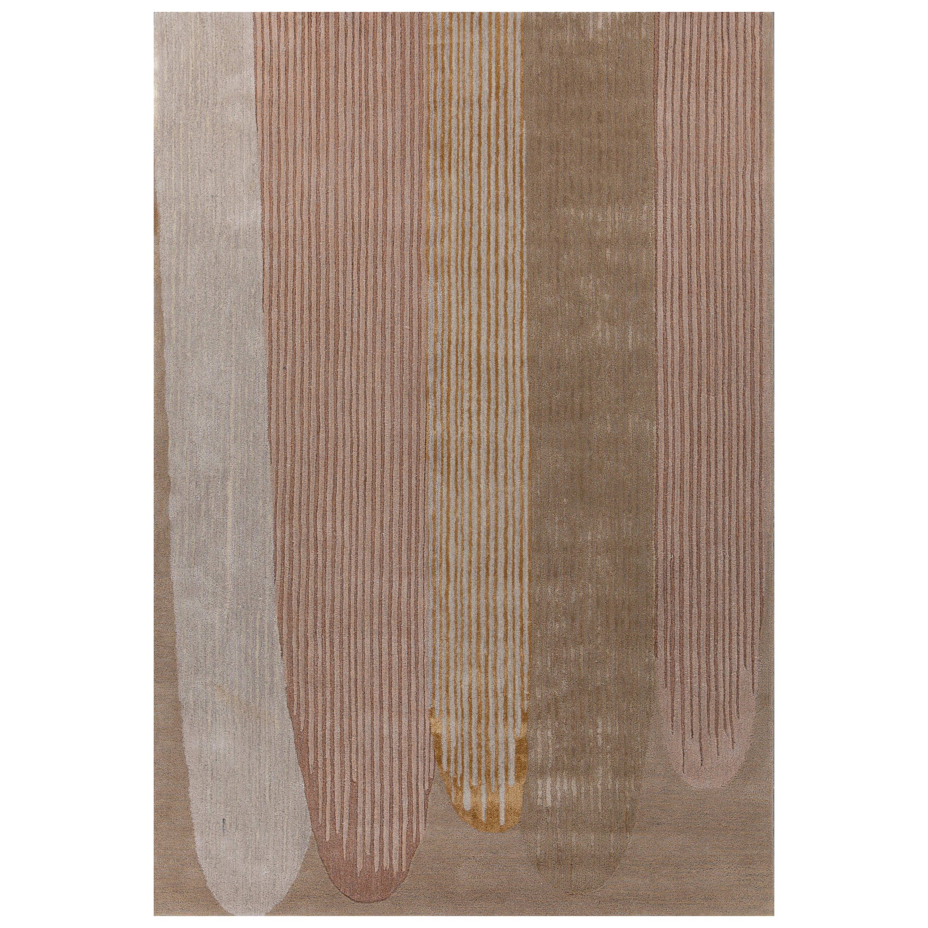 Urbane Curve Light Coral Pink Tint 180x270 cm Hand Tufted Rug For Sale