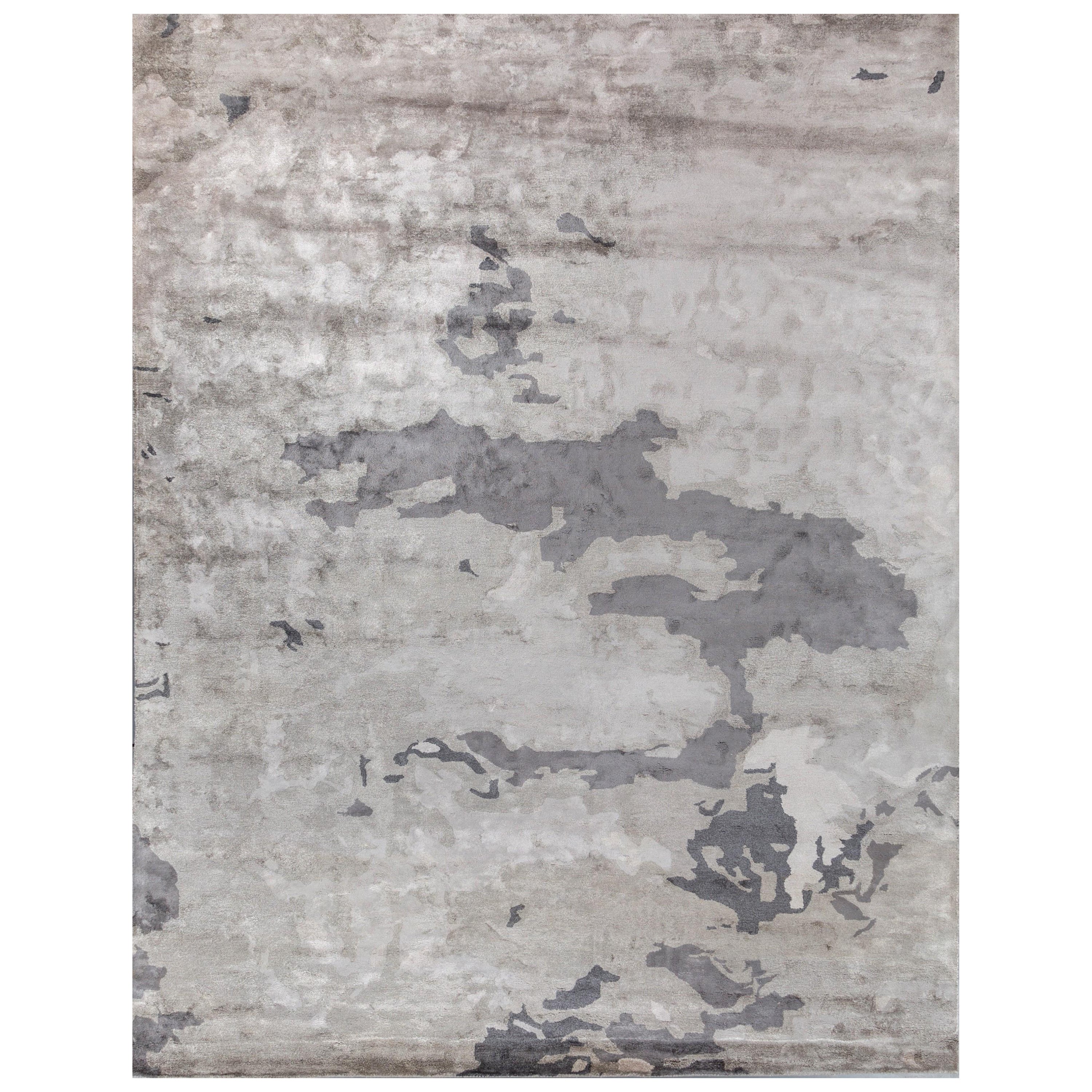 Stormy Shadows Medium Gray Charcoal Slate 240x300 cm Hand Tufted Rug For Sale