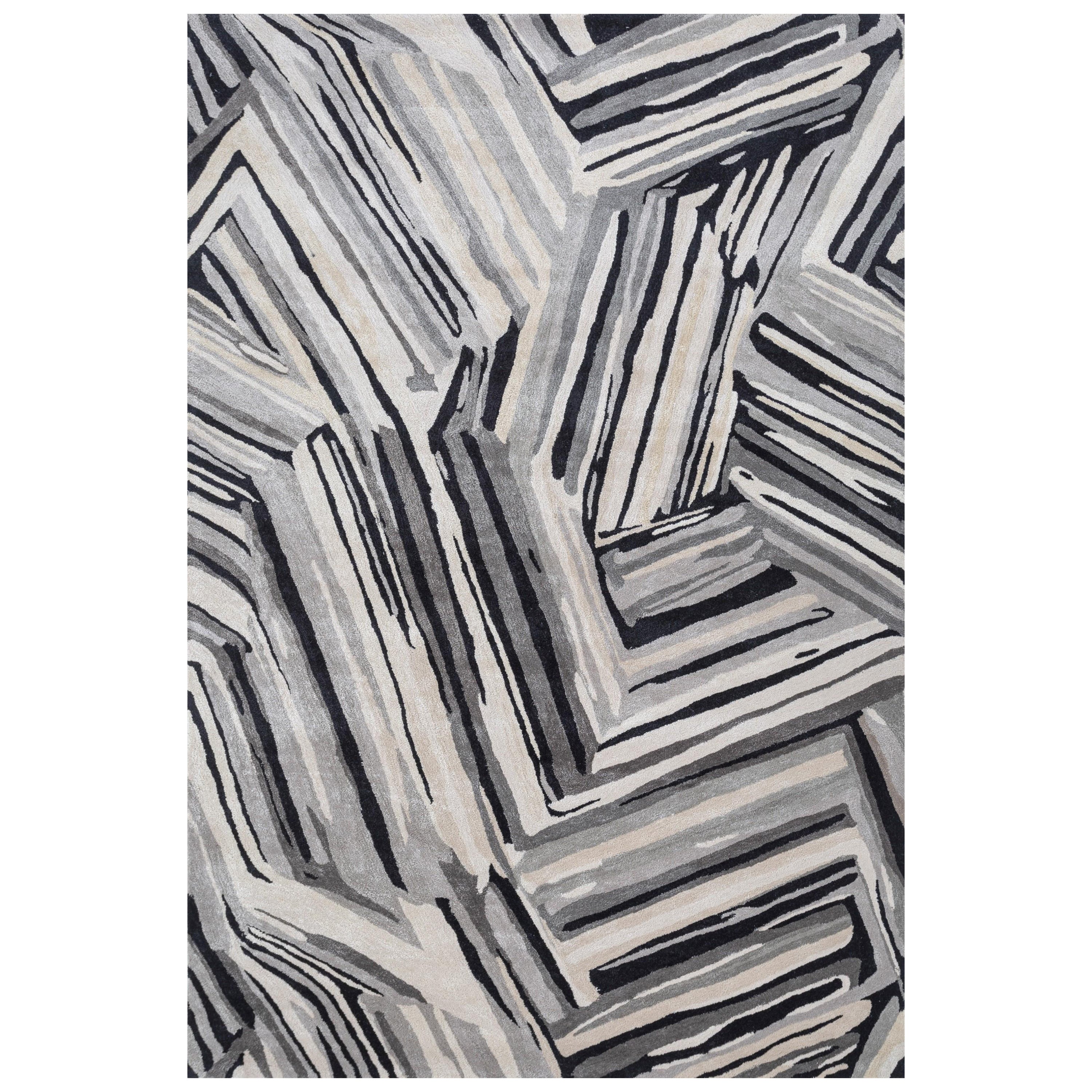 Serenity Sway Ebenholz Dunkel Elfenbein 180x270 cm Handgetufteter Teppich