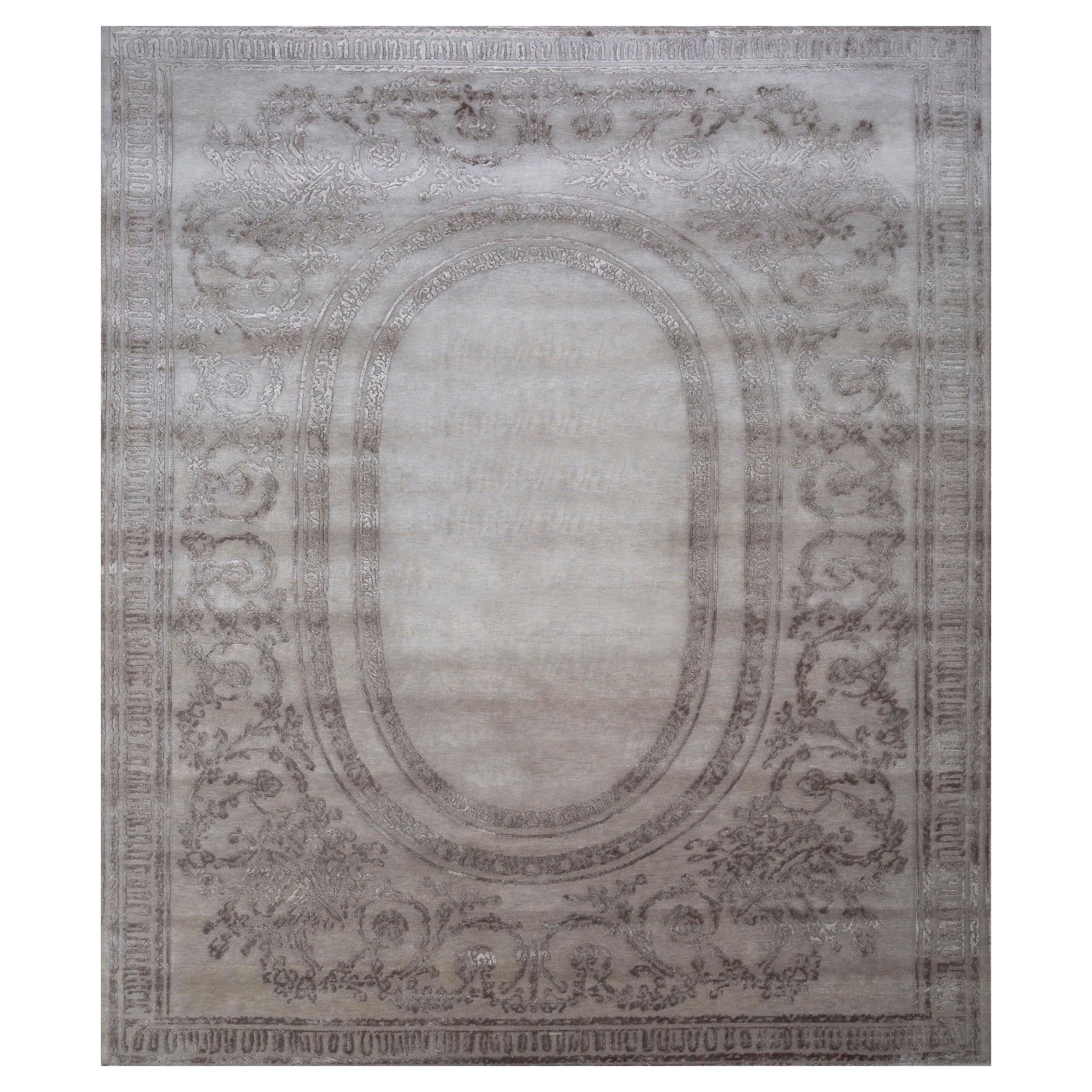 Effortless Chic Classic Gray & Gray Brown 180X270 cm Handknotted Rug For Sale