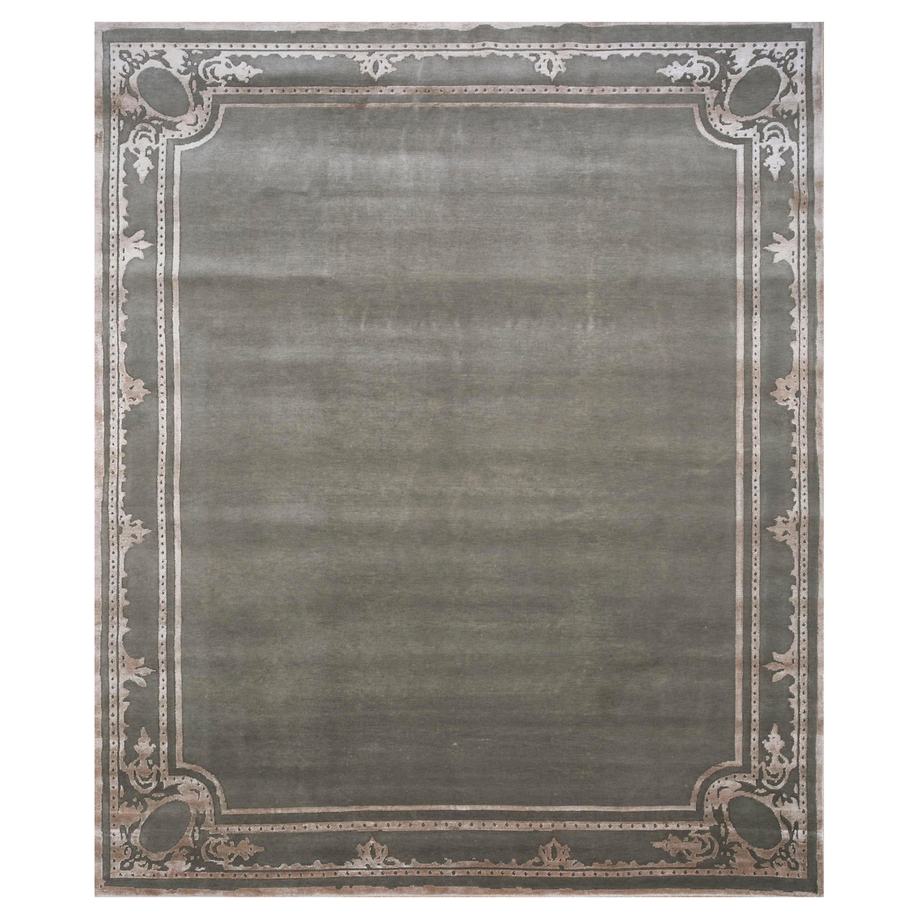 Tranquil Fusion Nickel & Light Coffee 240x300 Cm Handknotted Rug For Sale