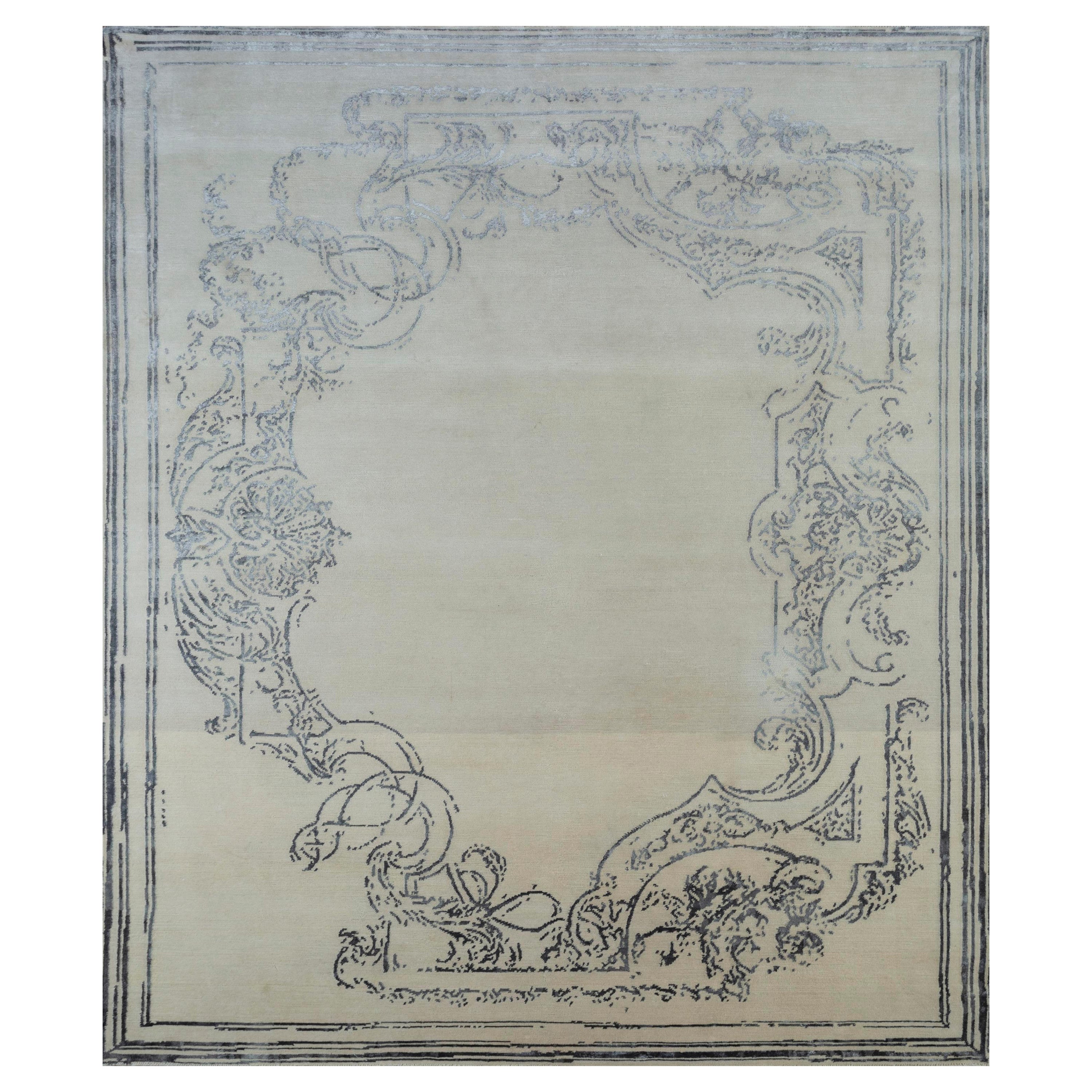 Alfombra Anudada a Mano Lustrous Zenith Blanco y Regaliz 240X300 cm