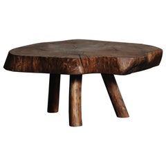 Vintage Live Edge Side Table From France, Circa 1960