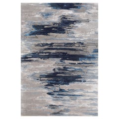 Tapis touffeté à la main, bois de frêne flotté et bleu indigo 240 x 330 cm