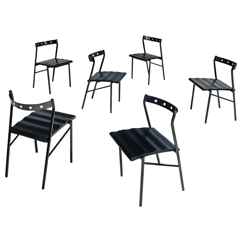 French modern black chairs by Philippe Gonnet for Protis Editions, 1980s For Sale