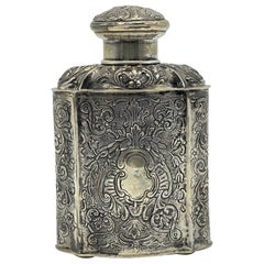 Antique Wonderful 835 Silver Tea Caddy lidded Box Can Christoph Widmann Germany handmade