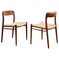 Vintage Mid-Century Teak Dining Chairs #75 by Niels O. Møller for J. L. Moller, Set of 2