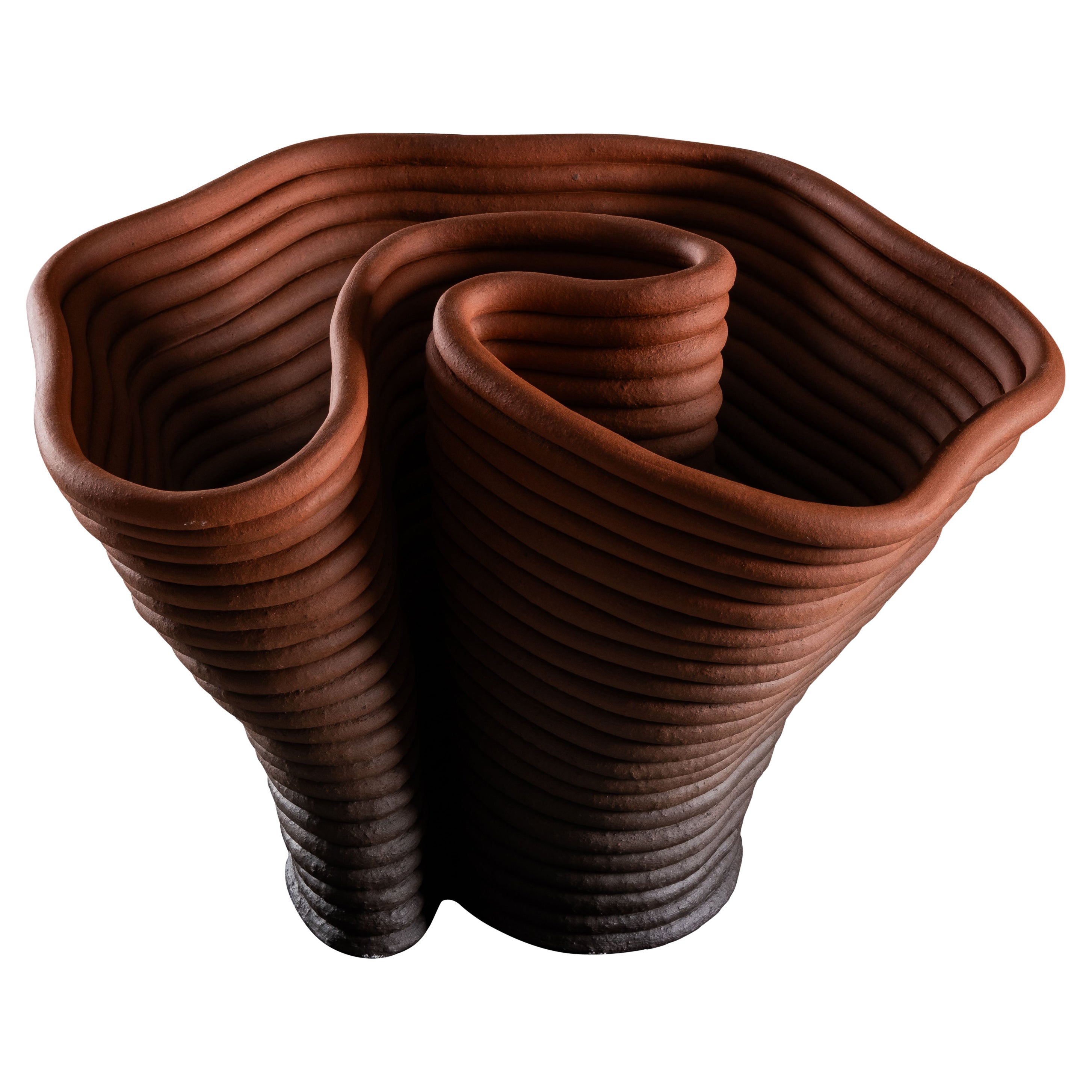Vase contemporain en grès avec une transition de couleur naturelle #15 en vente