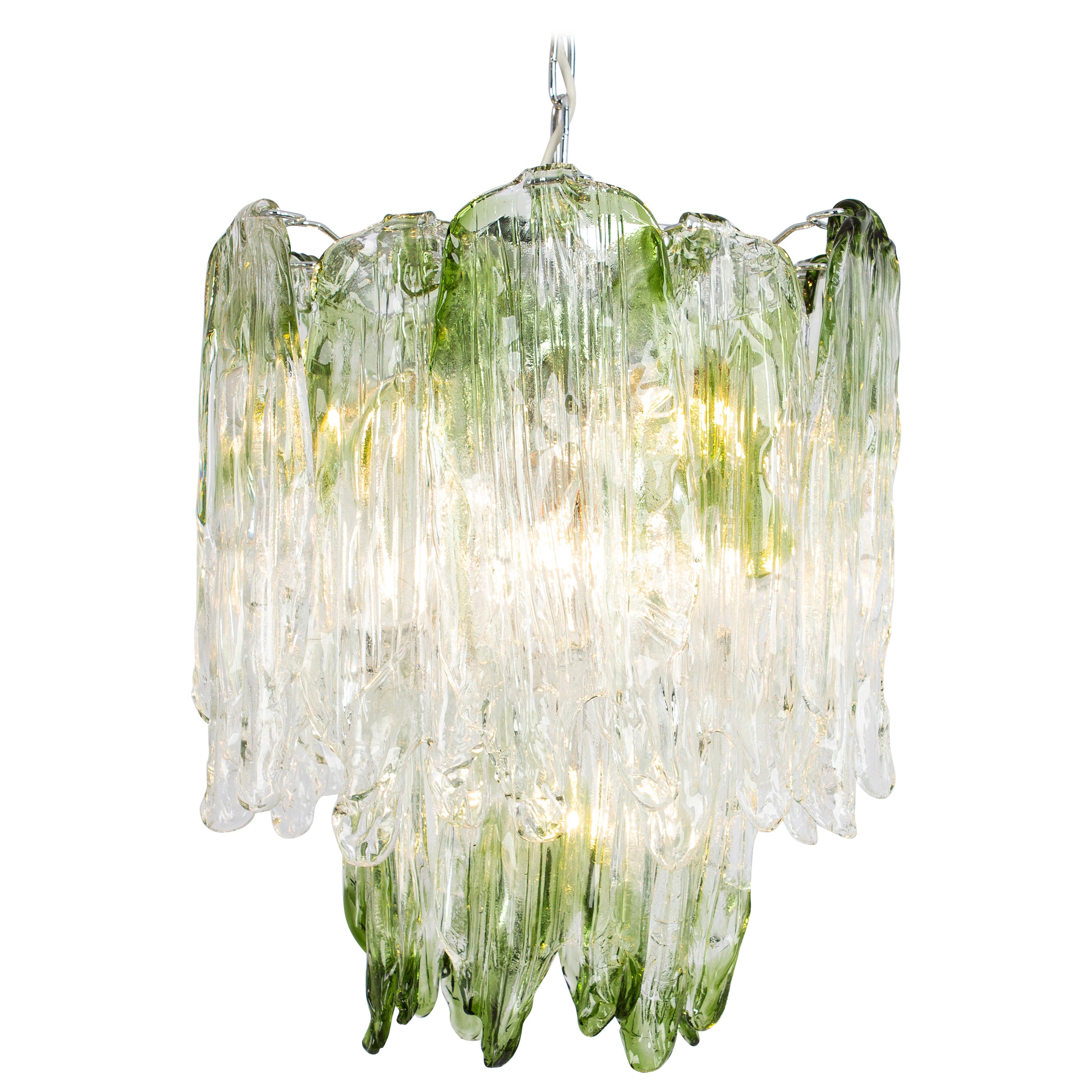 Large Fiamme Murano Pendant Light Designed for Mazzega, 1970s