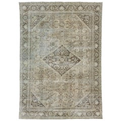Brown Antique Persian Mahal Wool Rug With Allover Pattern From The 1900s