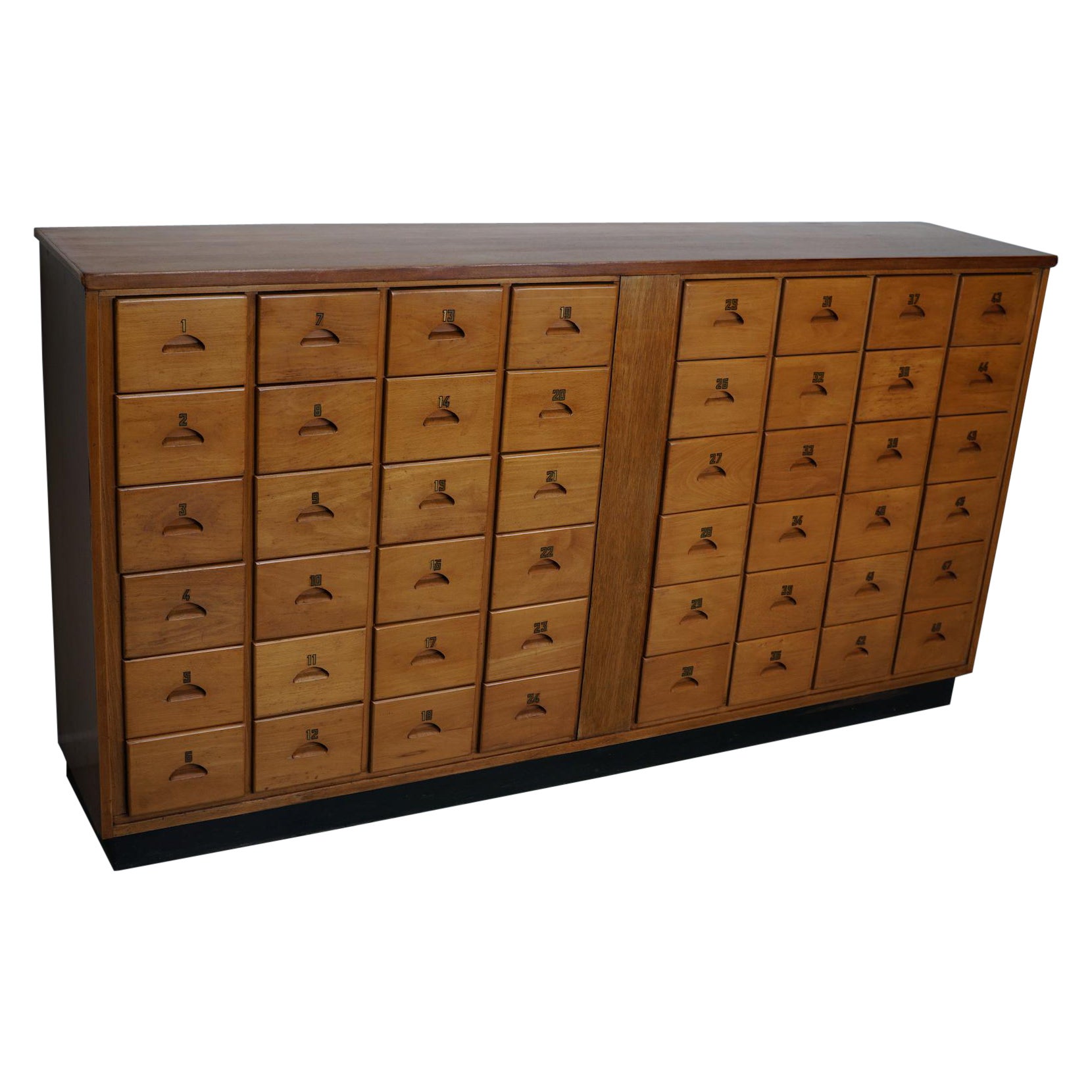 Dutch Industrial Beech Apothecary / School Cabinet, Mid-20th Century For Sale